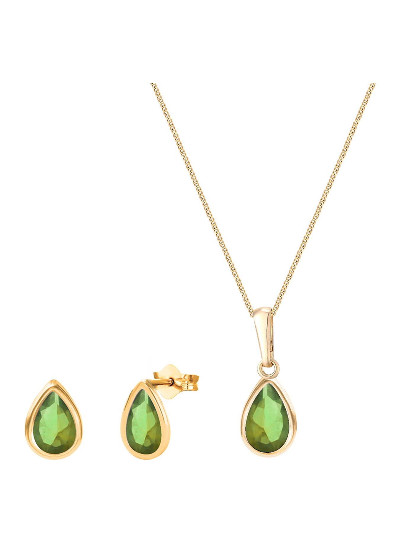 The Love Collection 9ct Yellow Gold Stud Earring and Pendant Necklace Set
