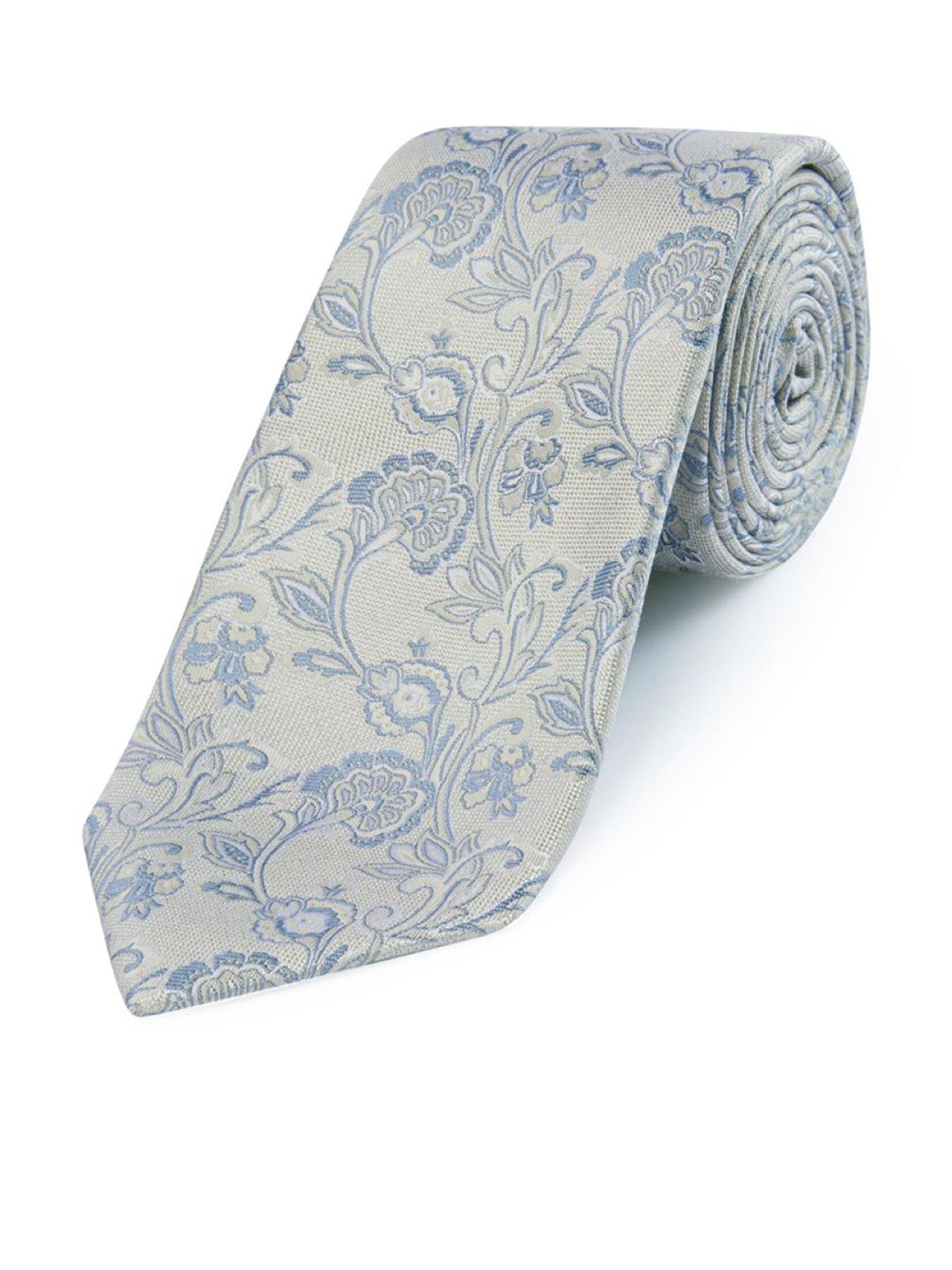 Skopes Skopes Stone/blue Floral Silk Tie