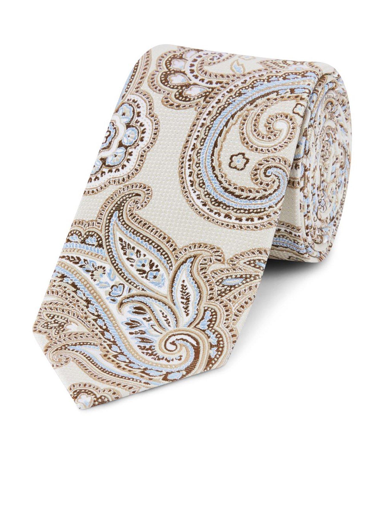 Skopes Skopes Cream/blue Paisley Silk Tie