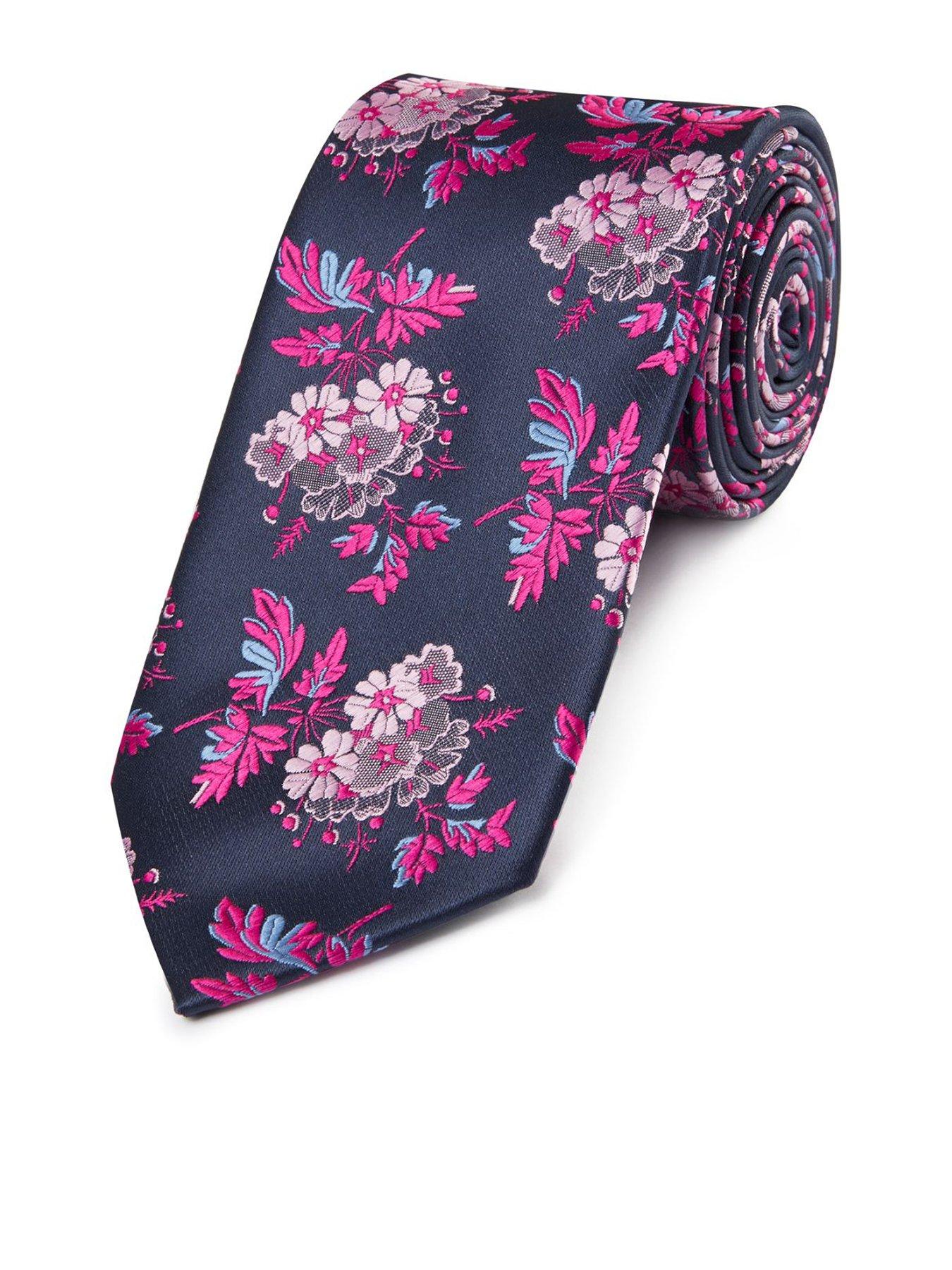 Skopes Skopes Navy/fuschia Floral Tie