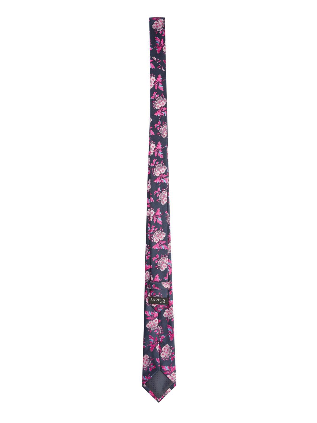 Image 2 of 2 of Skopes Skopes Navy/fuschia Floral Tie