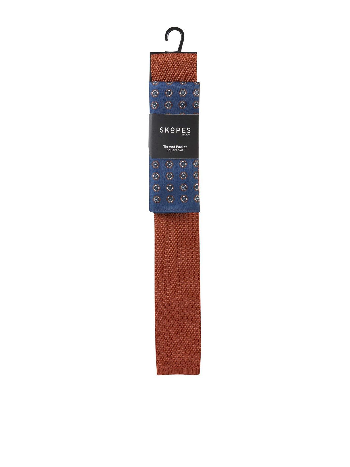 Skopes Skopes Rust Knitted Tie  &  Pocket Square Set