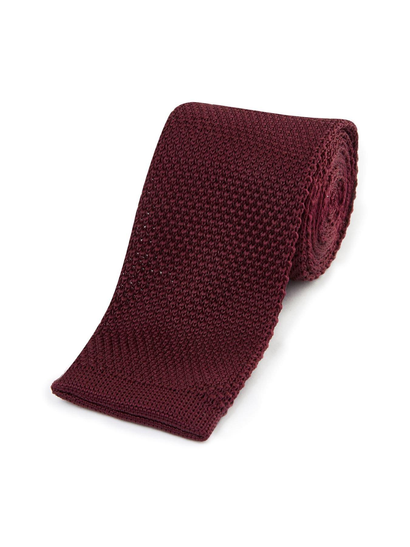 Image 2 of 4 of Skopes Skopes Wine Knitted Tie &amp; Pocket Square Set