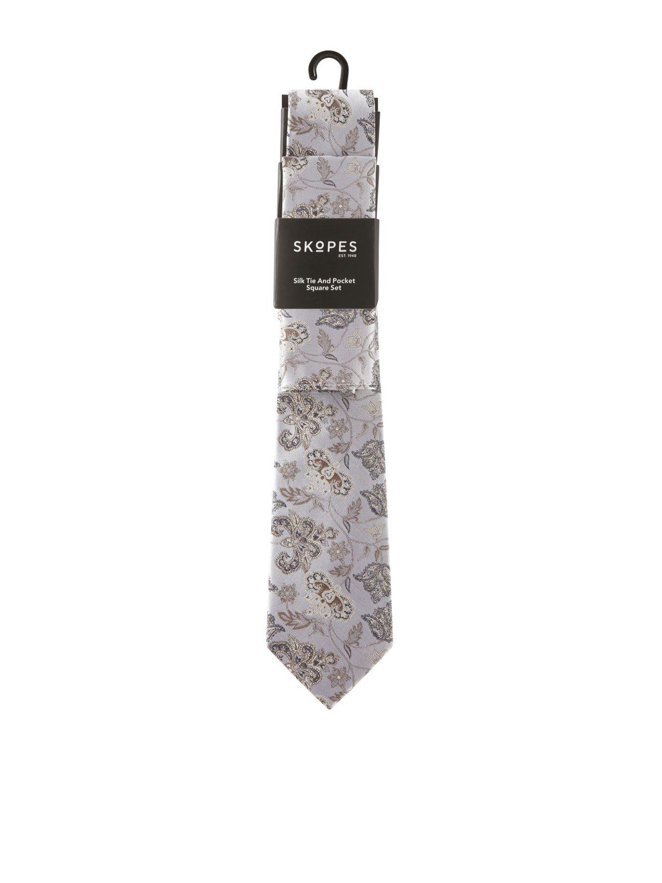 Skopes Skopes Stone Floral Silk Tie  &  Pocket Square Set