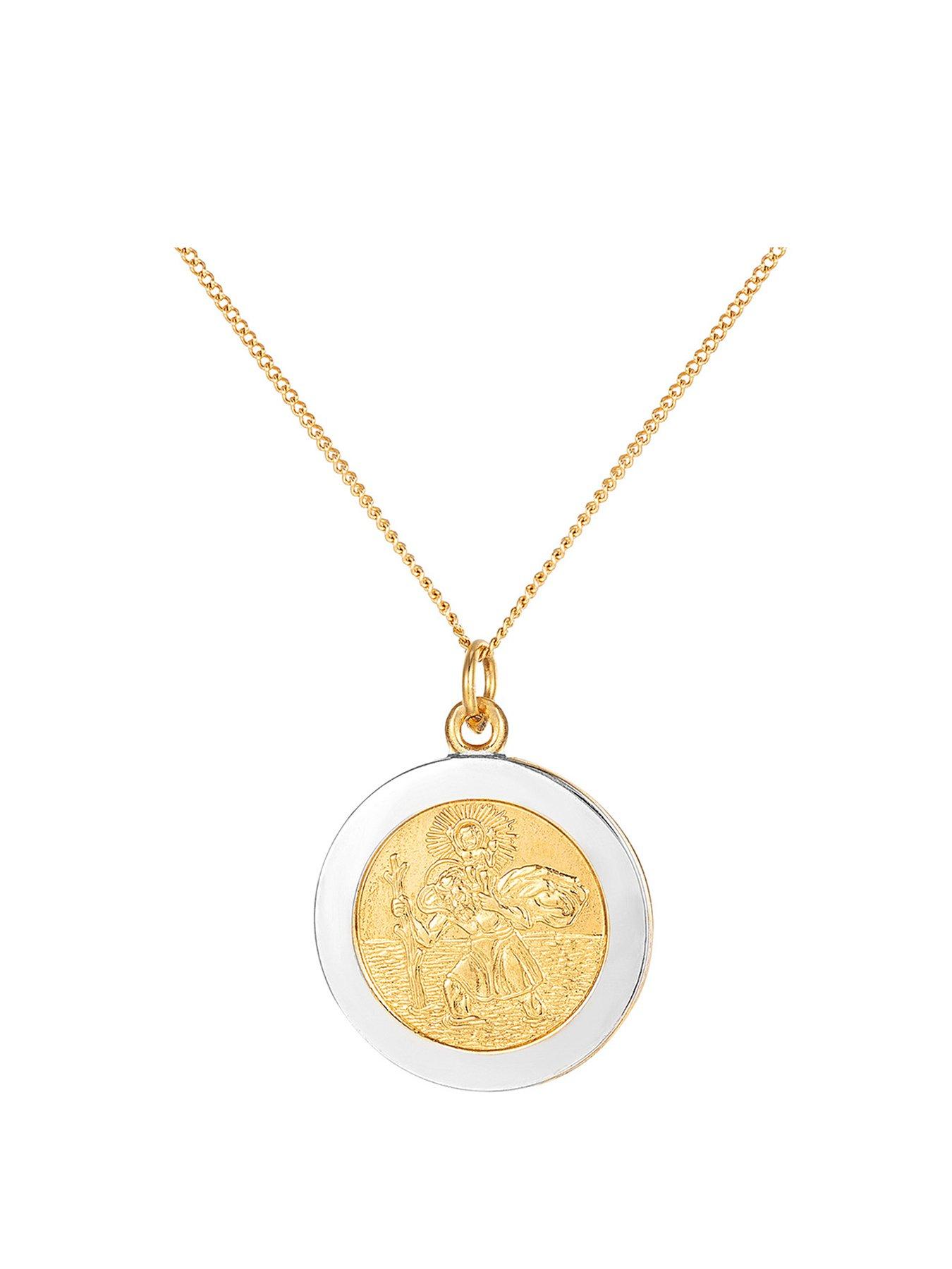 the-love-collection-18ct-gold-plated-sterling-silver-two-tone-st-christopherfront