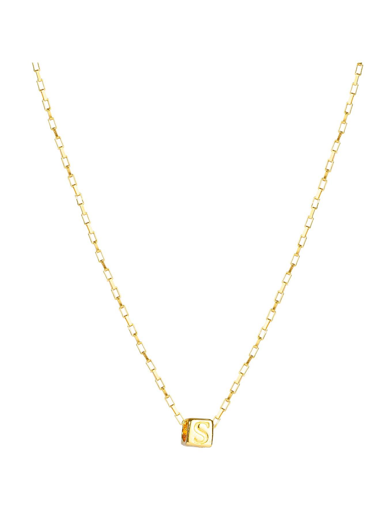 The Love Collection Gold Plated Sterling Silver Alphabet Slider Charm with Box Chain