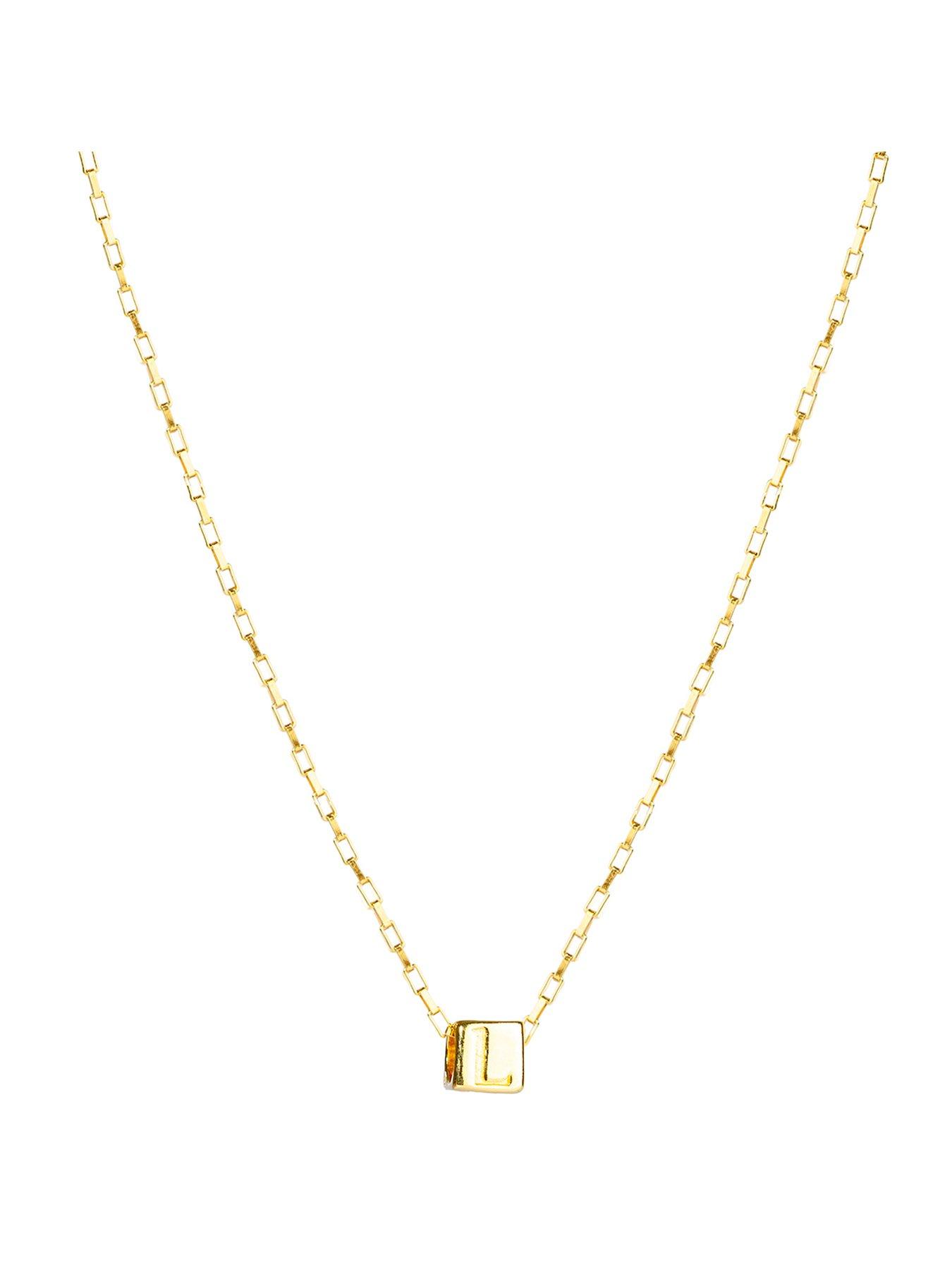 The Love Collection Gold Plated Sterling Silver Alphabet Slider Charm with Box Chain