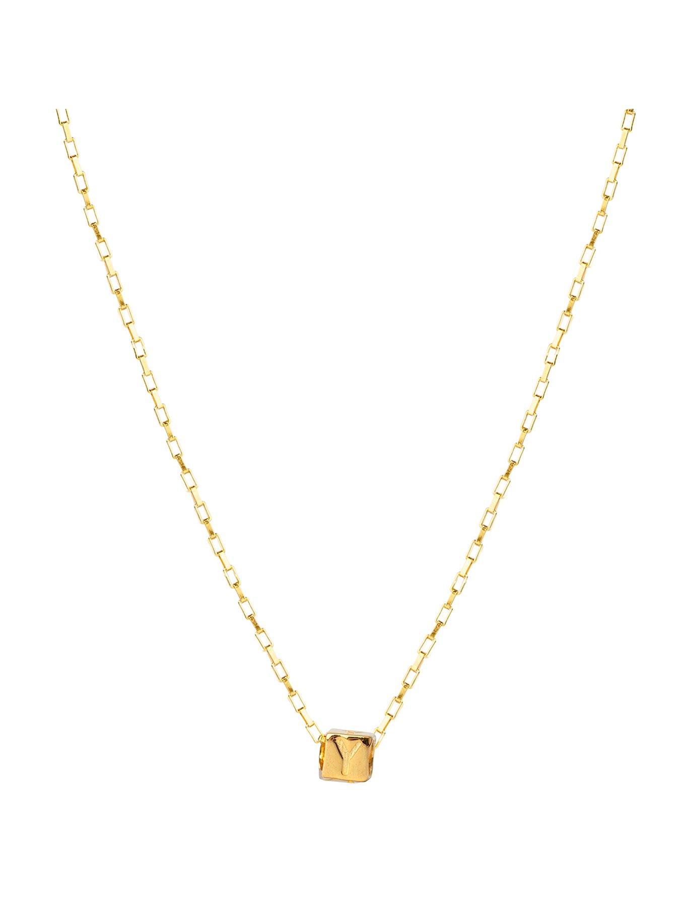 The Love Collection Gold Plated Sterling Silver Alphabet Slider Charm with Box Chain