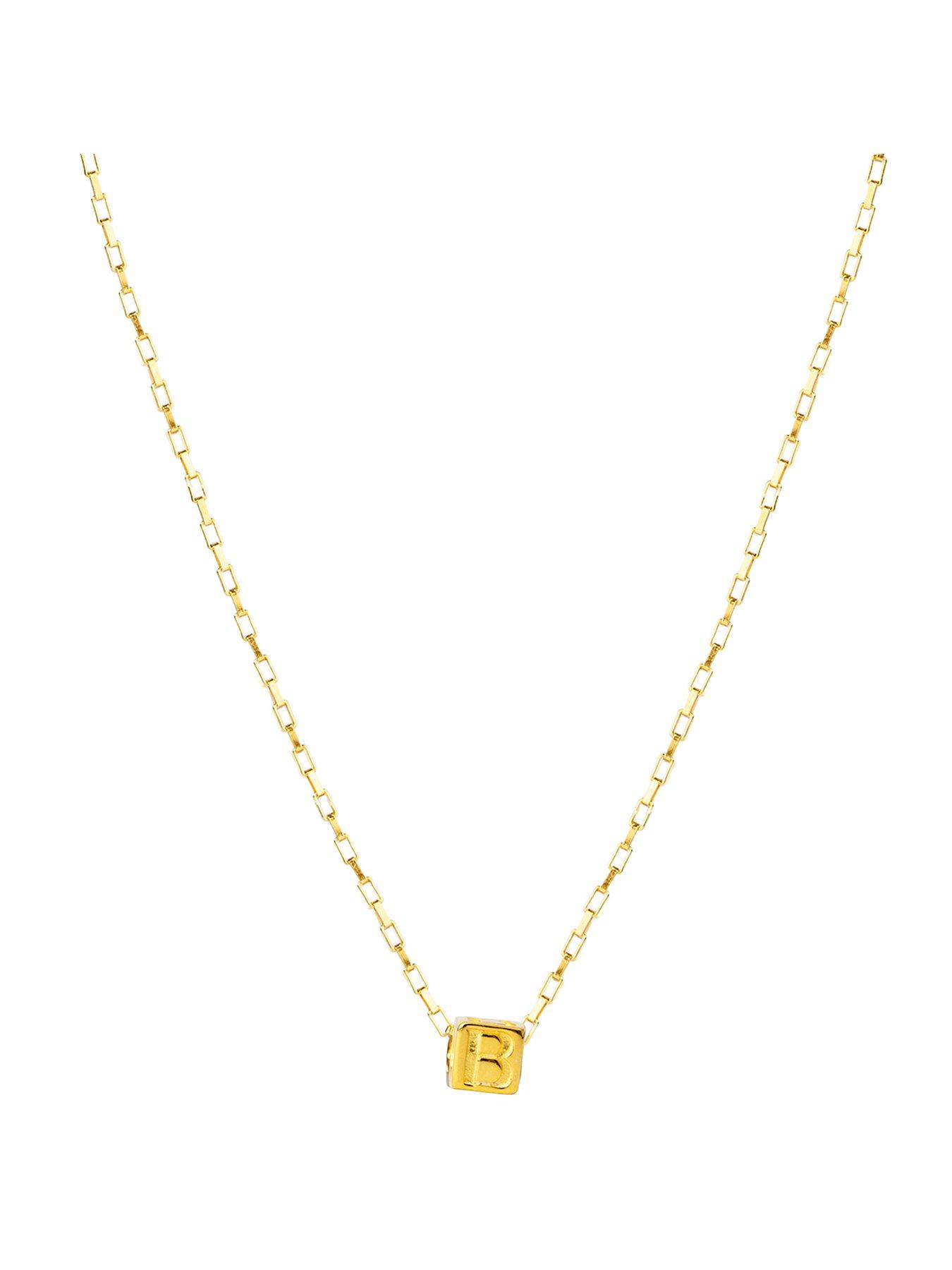 The Love Collection Gold Plated Sterling Silver Alphabet Slider Charm with Box Chain