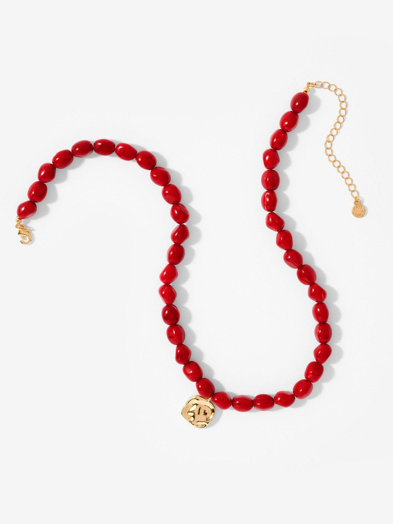 Image 3 of 4 of Mint Velvet Red Beaded Charm Necklace