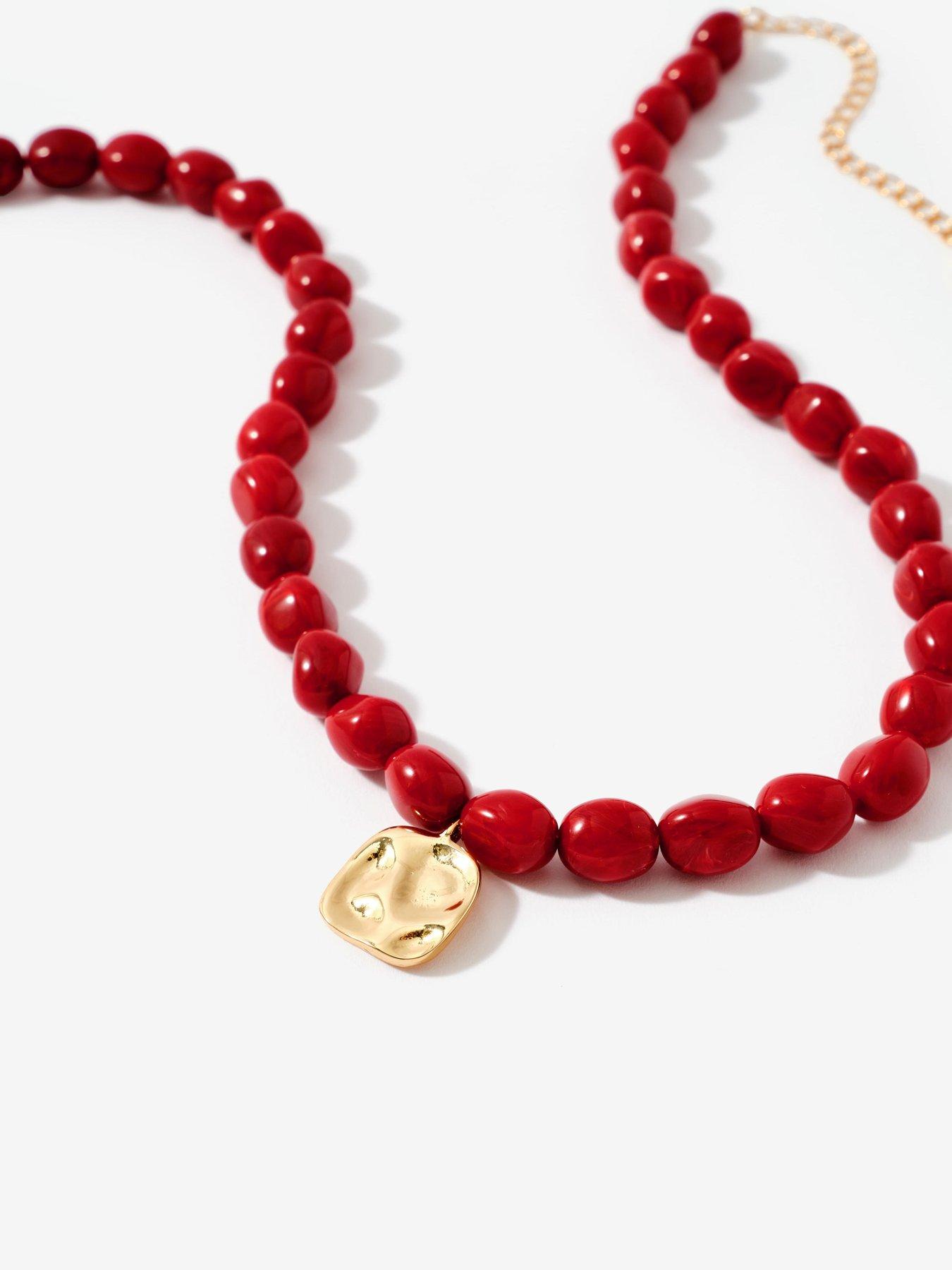 Image 4 of 4 of Mint Velvet Red Beaded Charm Necklace
