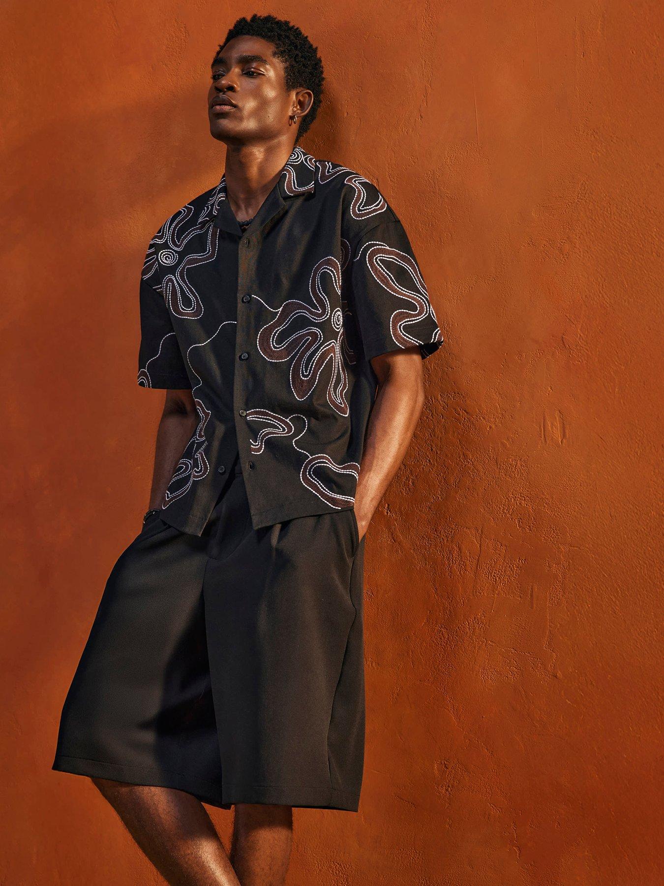 River Island Oversized Fit Cotton Floral Shirt - Black