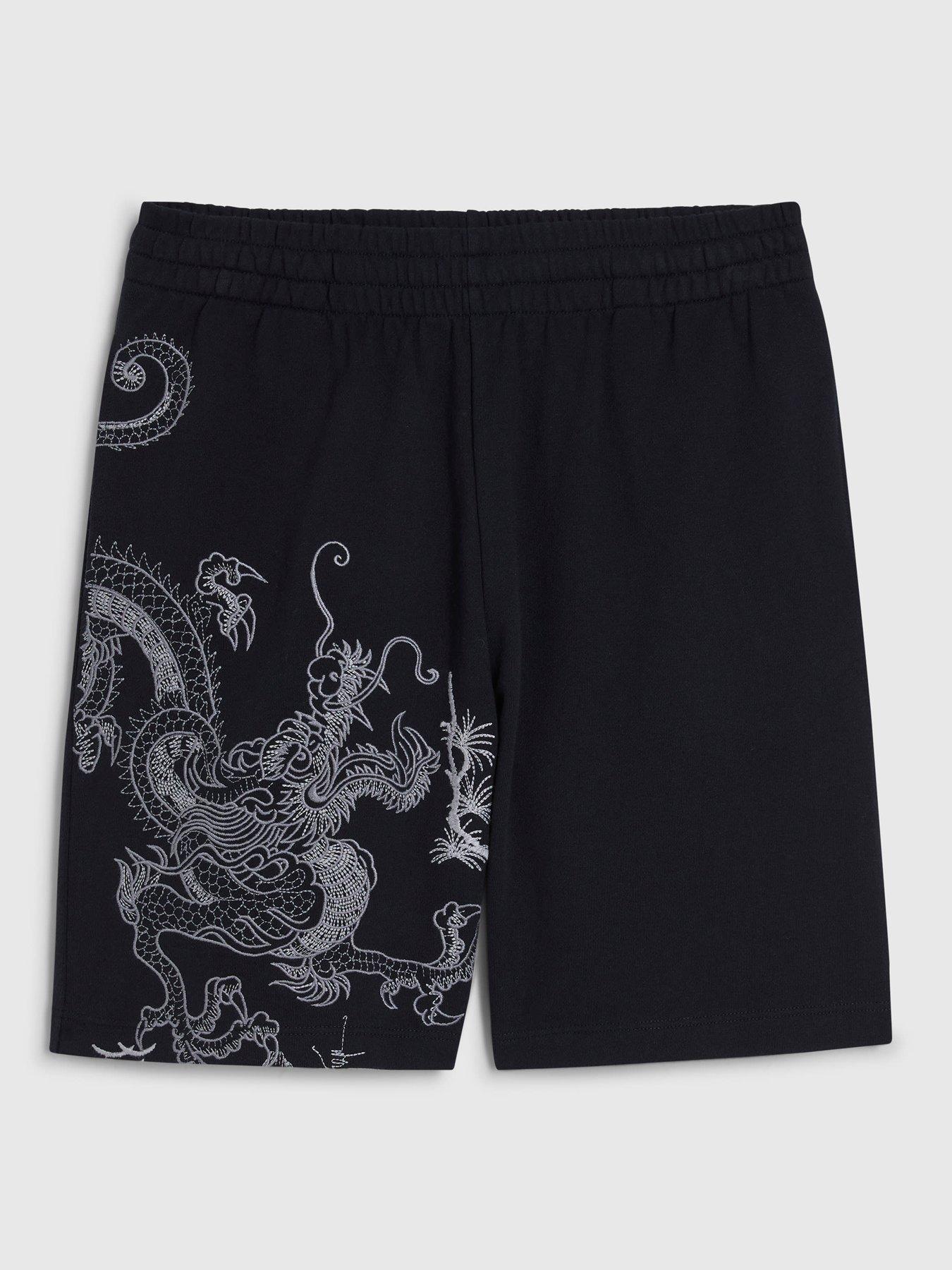 river-island-textured-dragon-embroidered-shorts-blackdetail