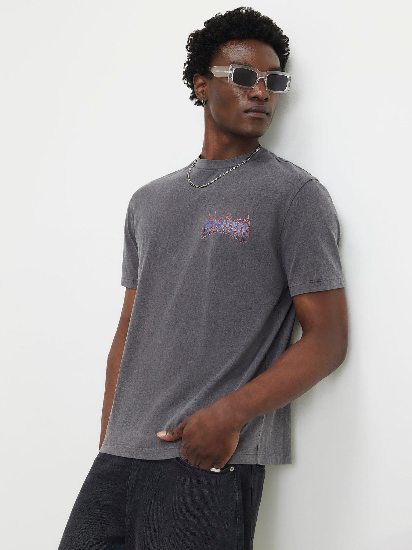 River Island Surf City Washed T-Shirt - Black