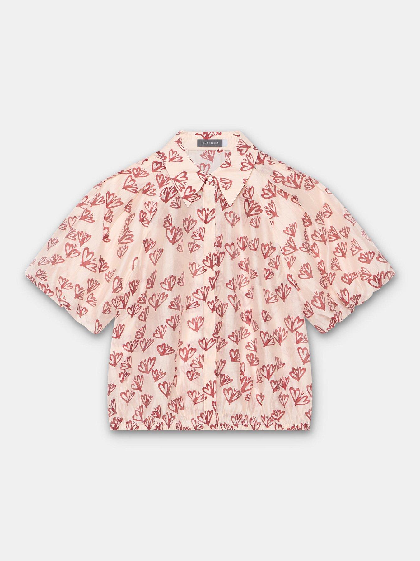 Image 5 of 6 of Mint Velvet Heart Print Puff Sleeve Shirt