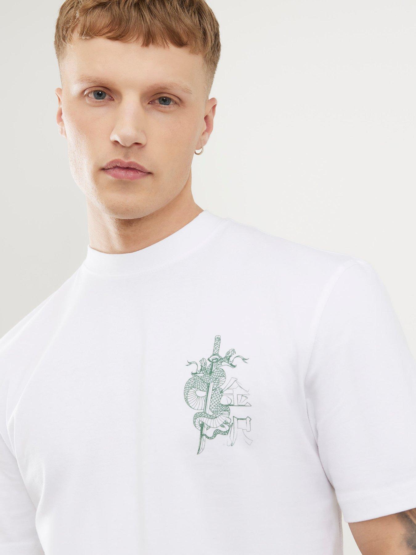 Image 4 of 6 of River Island Kanazawa Snake Graphic T-Shirt - White