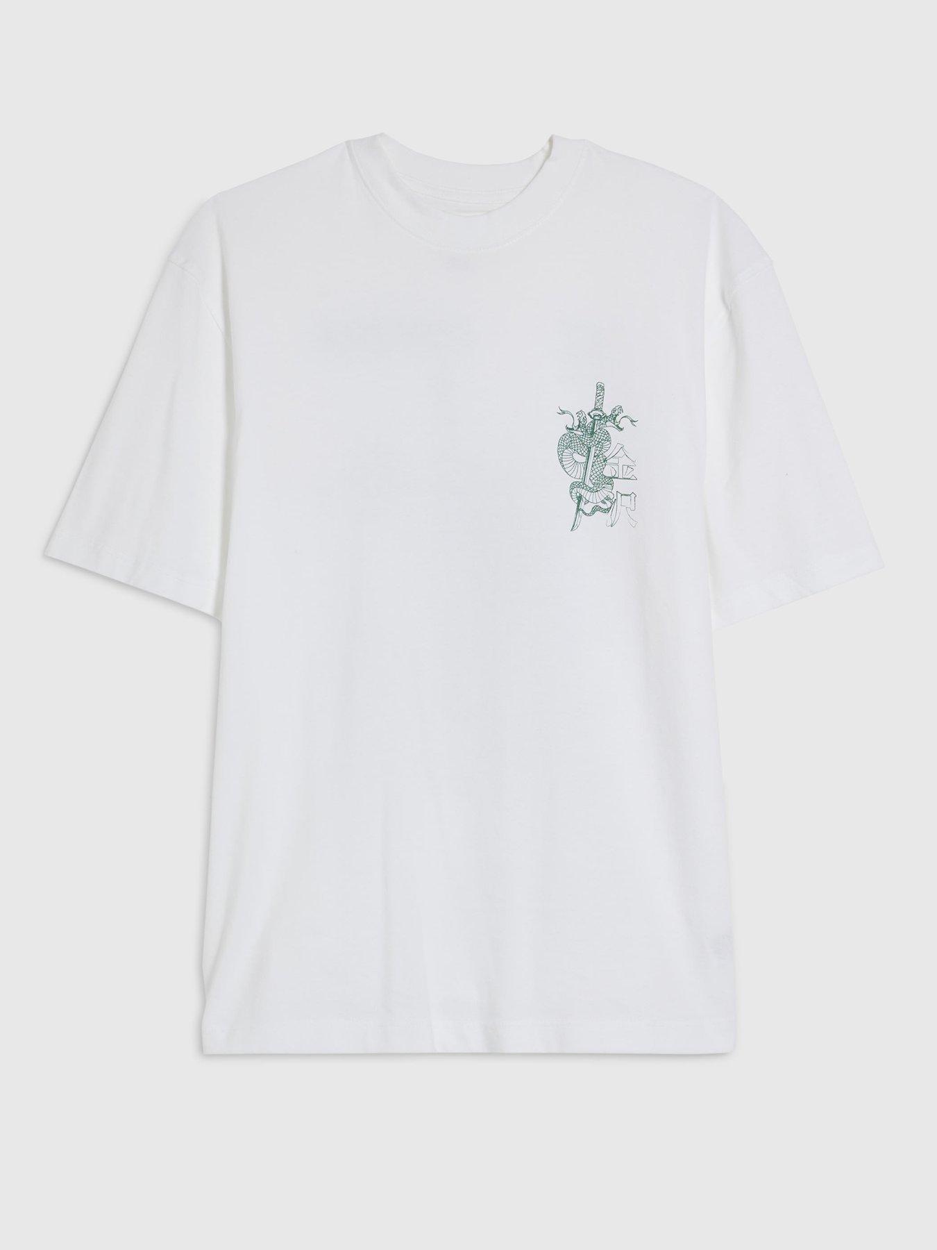 Image 6 of 6 of River Island Kanazawa Snake Graphic T-Shirt - White