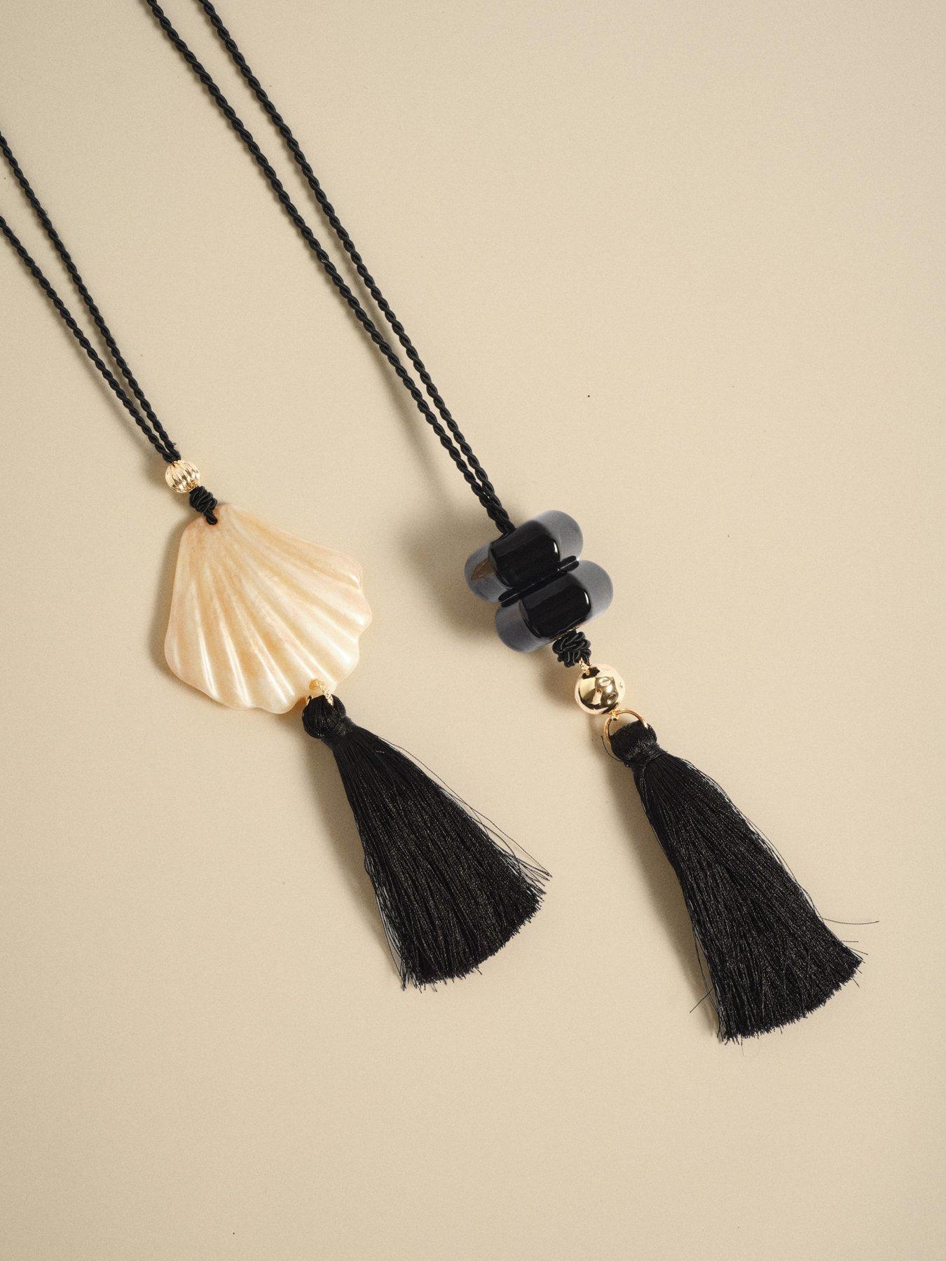 Image 3 of 4 of Mint Velvet Shell Resin Tassel Pendant