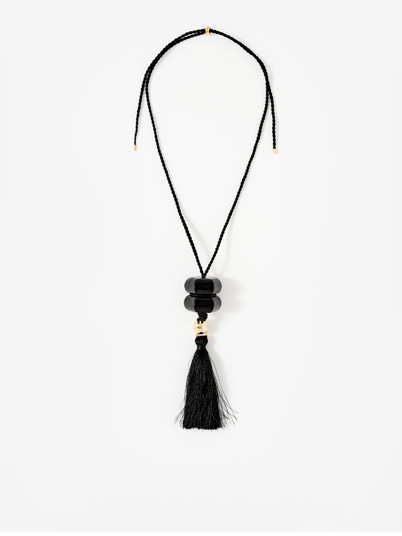 mint-velvet-black-resin-tassel-pendantfront