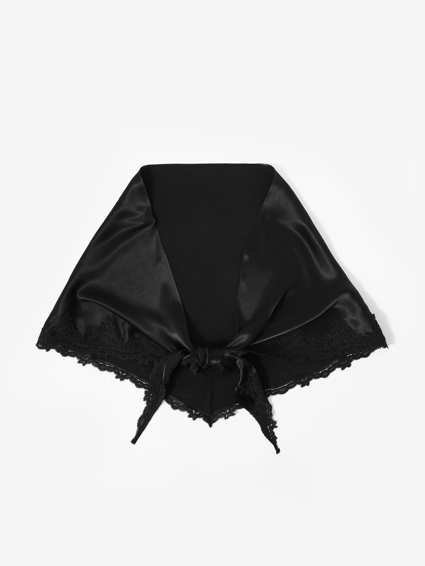 Mint Velvet Lace Trim Scarf - Black