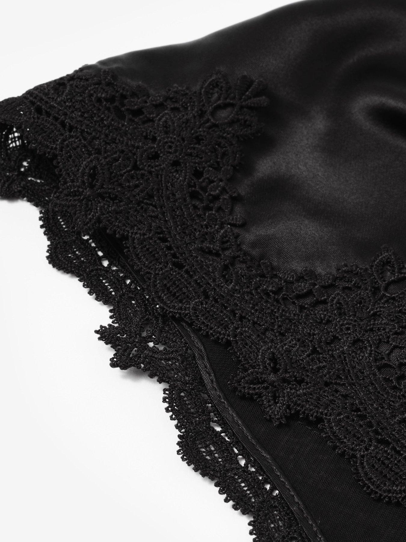 Image 3 of 4 of Mint Velvet Lace Trim Scarf - Black