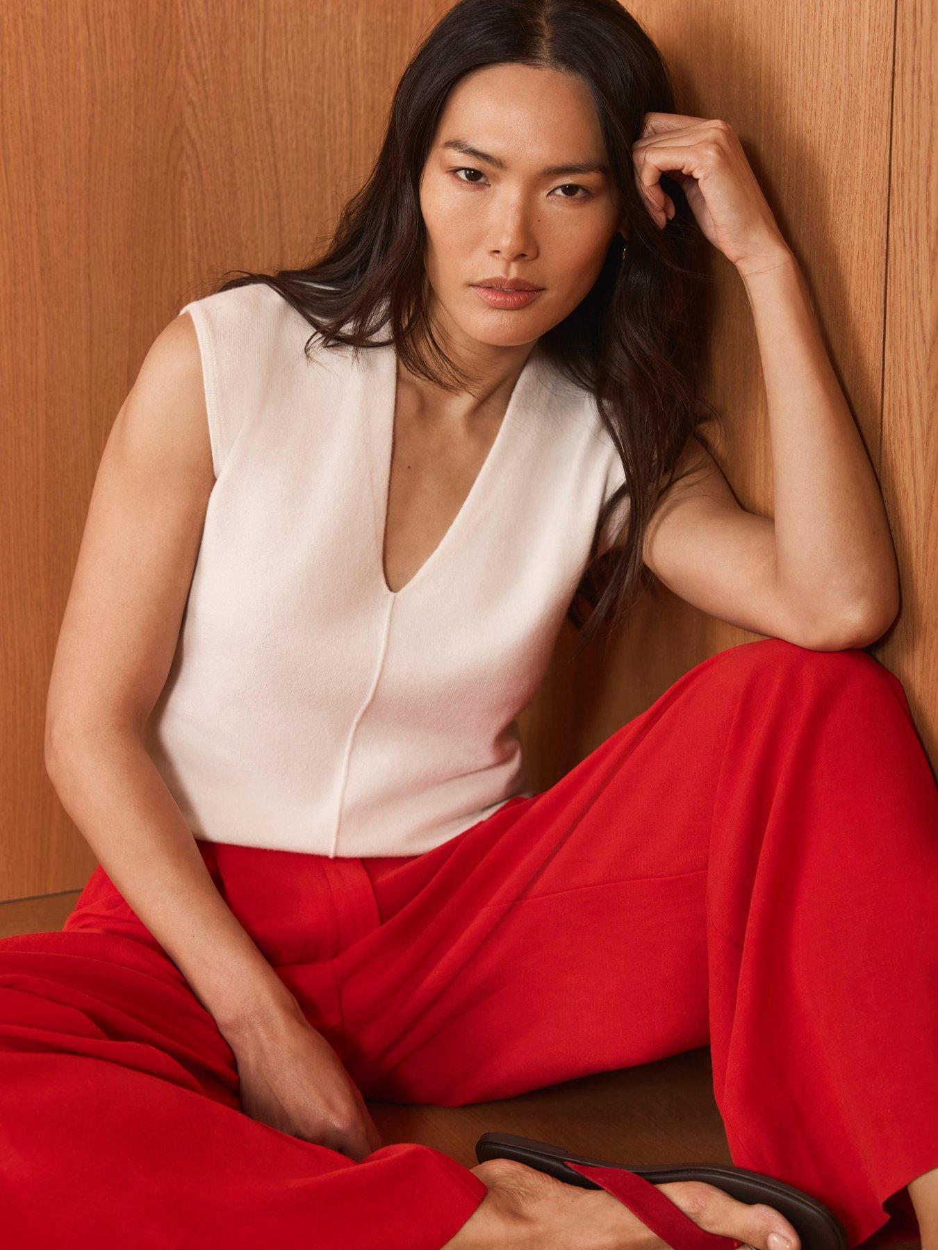 Image 2 of 6 of Mint Velvet Cream V Neck Knit Top