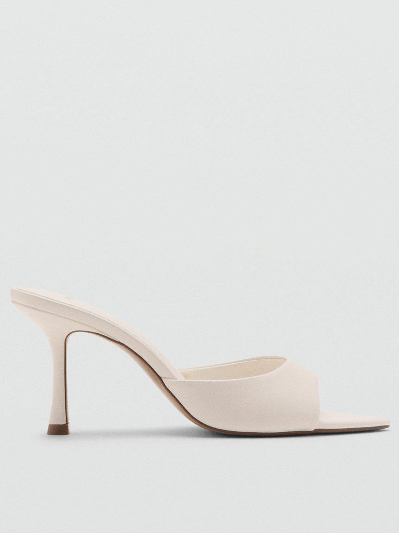Mango Pointed Heel Sandals - Ecru