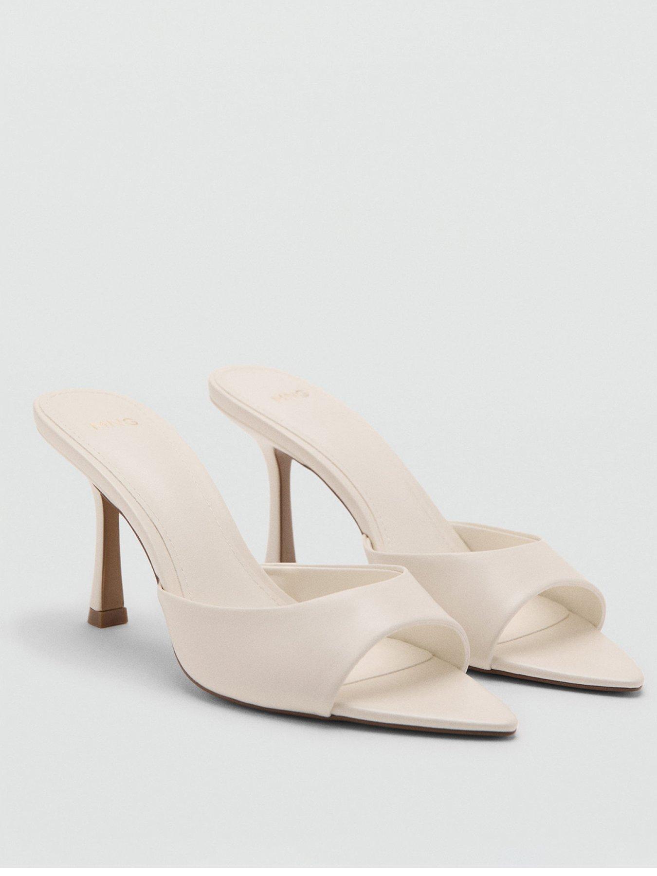 Image 2 of 5 of Mango Pointed Heel Sandals - Ecru