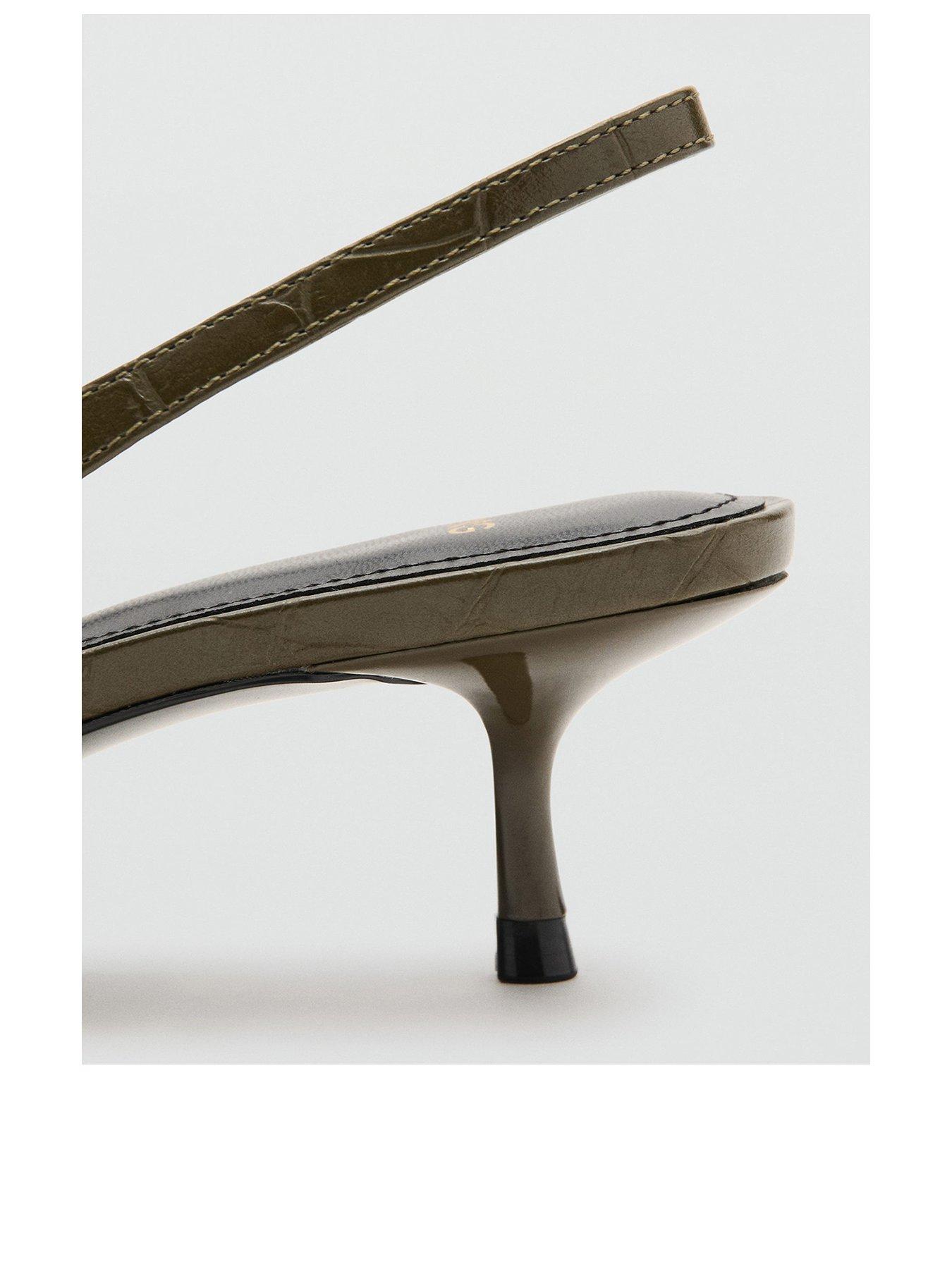 Image 3 of 4 of Mango Croc-Effect Leather Shoes - Khaki