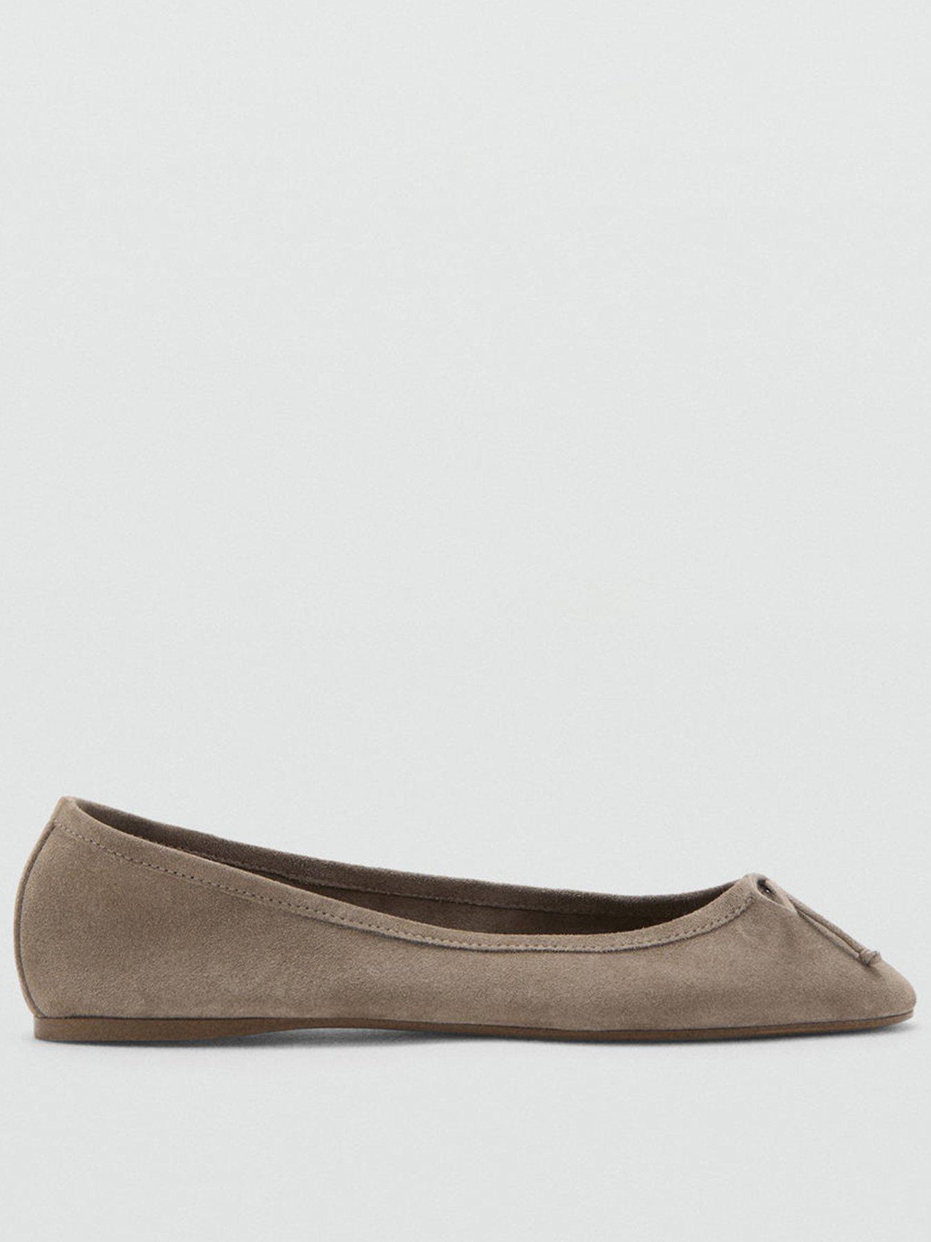 Mango Leather Ballet Flats With Bow - Brown