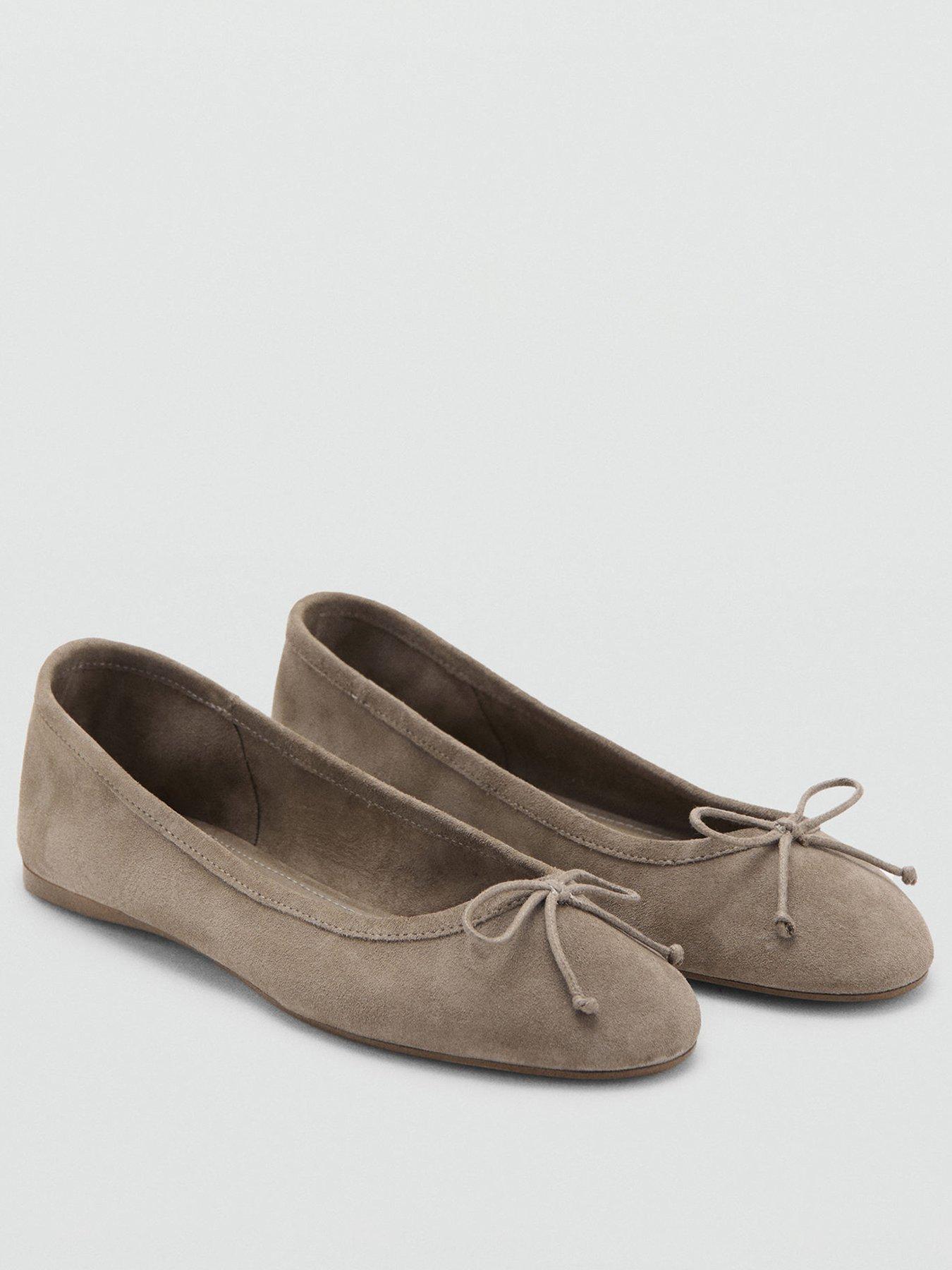 Image 2 of 4 of Mango Leather Ballet Flats With Bow - Brown