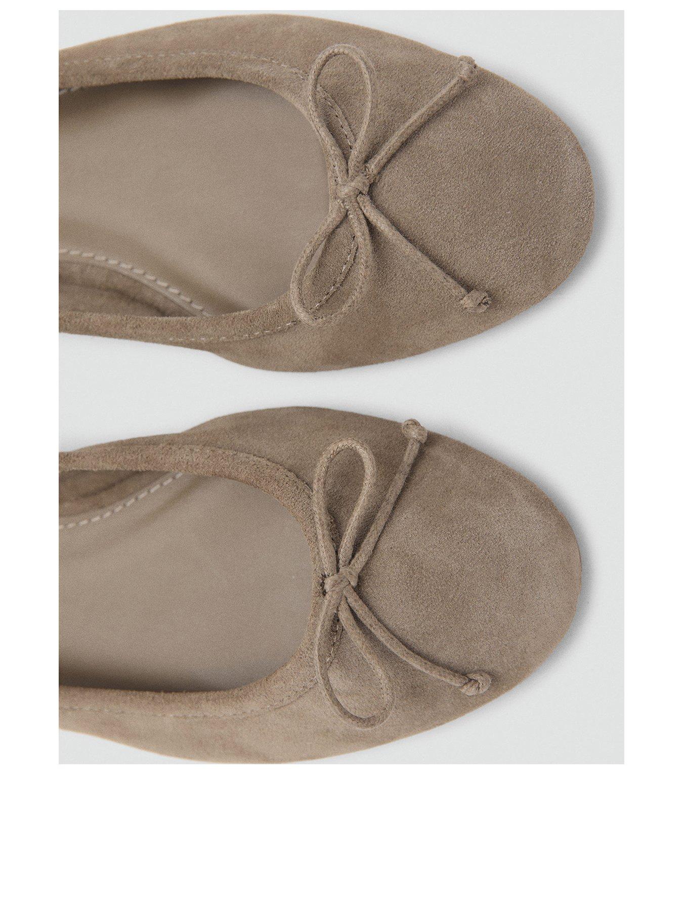 Image 3 of 4 of Mango Leather Ballet Flats With Bow - Brown