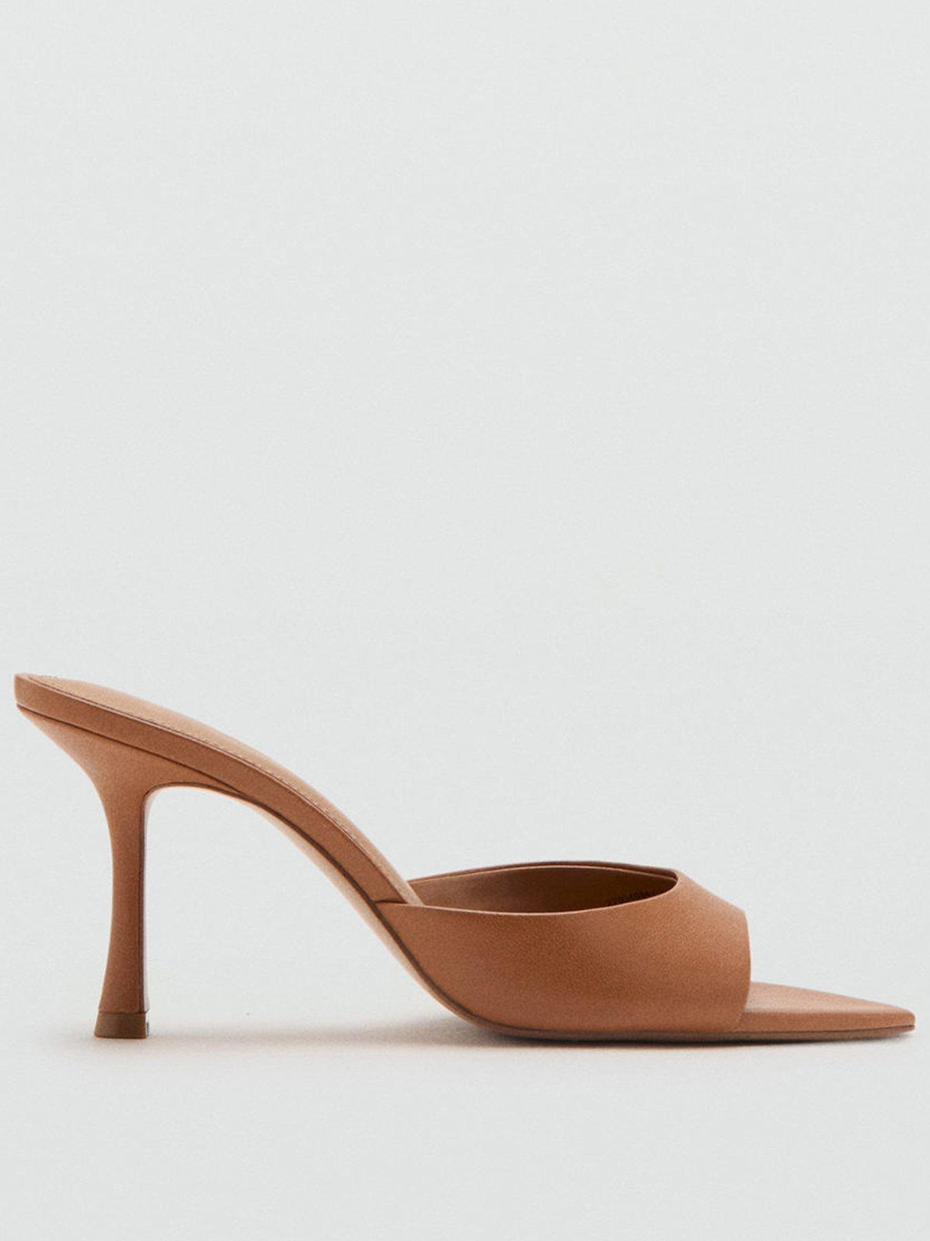 Mango Pointed Heel Sandals - Brown