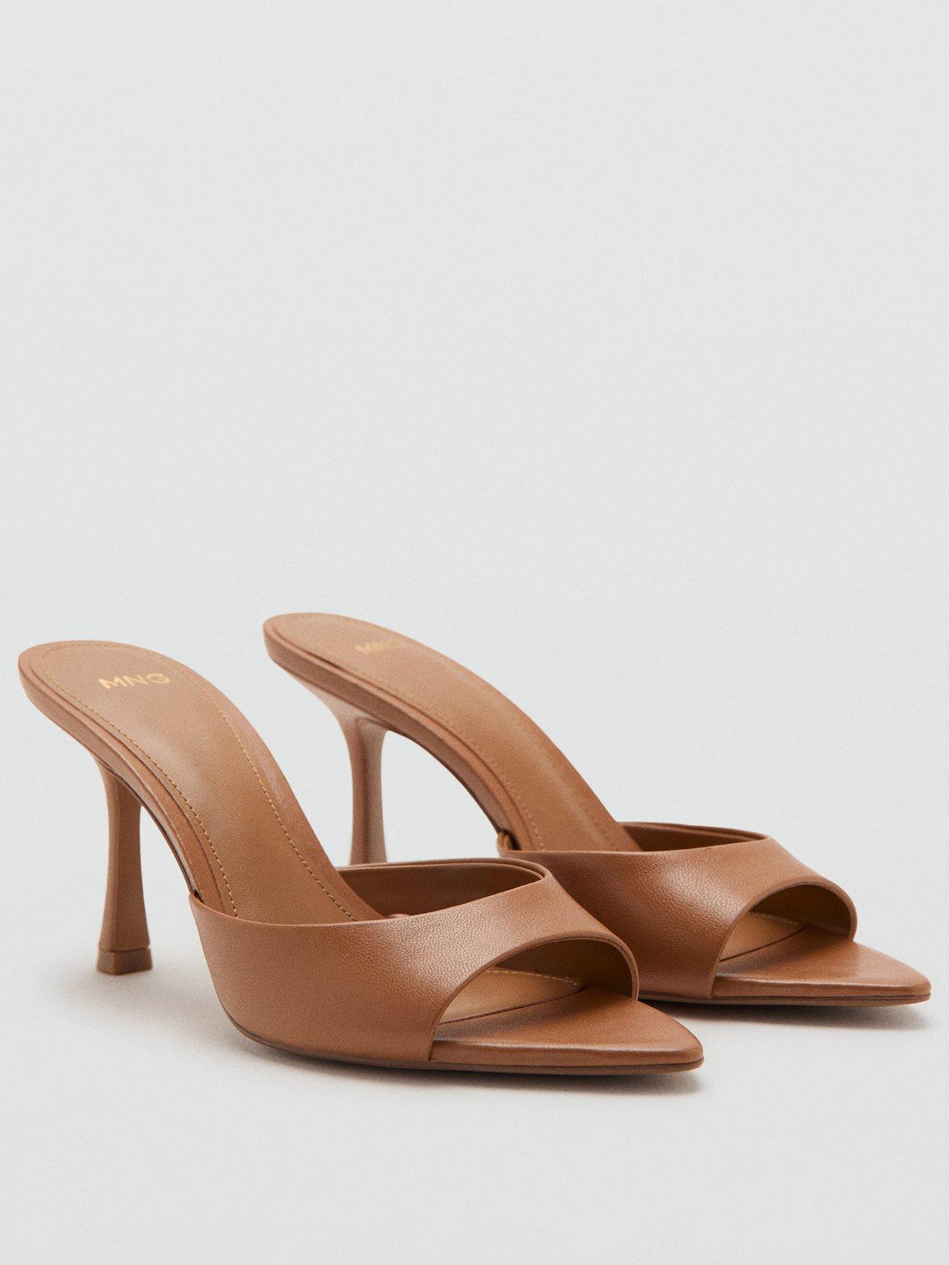 Image 2 of 4 of Mango Pointed Heel Sandals - Beige
