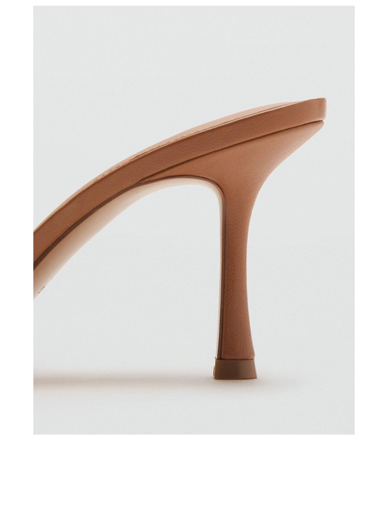 Image 3 of 4 of Mango Pointed Heel Sandals - Beige