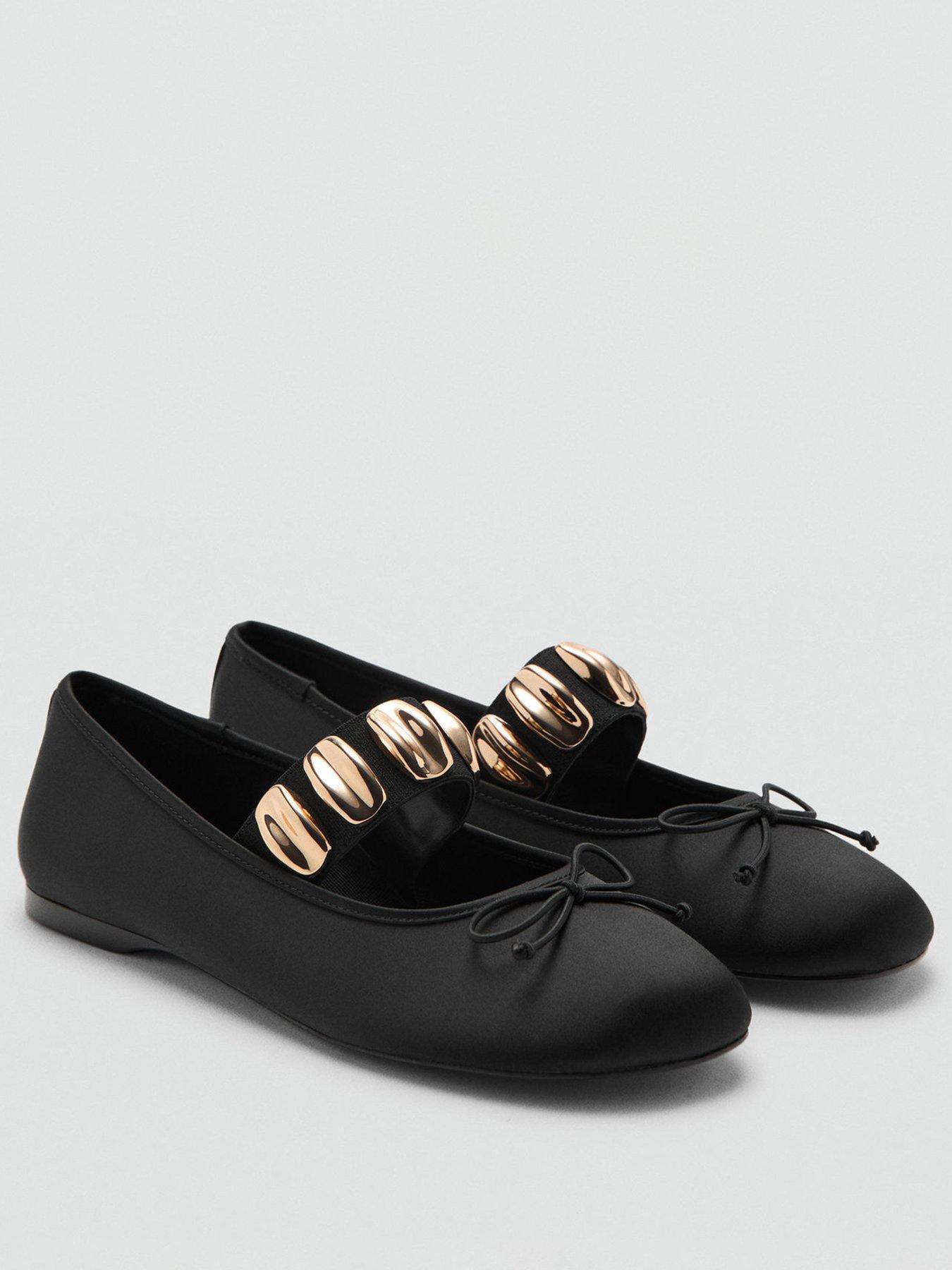 Image 2 of 4 of Mango Ballerina with Metallic Appliqu&eacute; Straps - Black