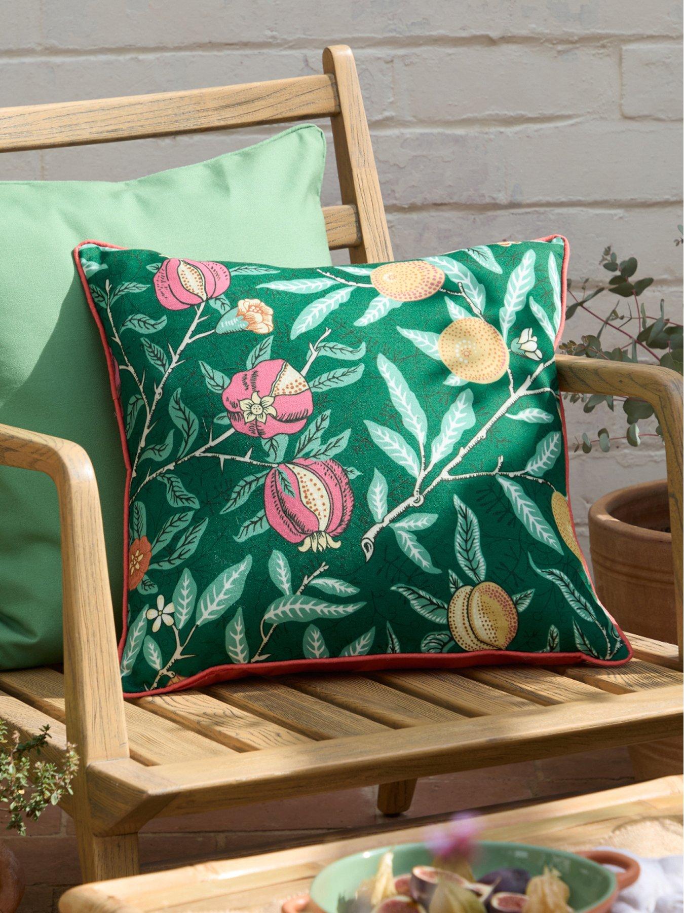 Image 1 of 6 of Morris & Co Fruits 45x45 Outdoor Polyester Cushion Forest Green/lemon