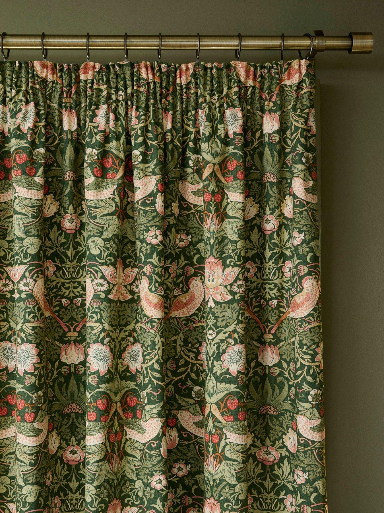 william-morris-at-home-sunflower-blackout-lined-header-tape-curtains-dark-olivestillFront