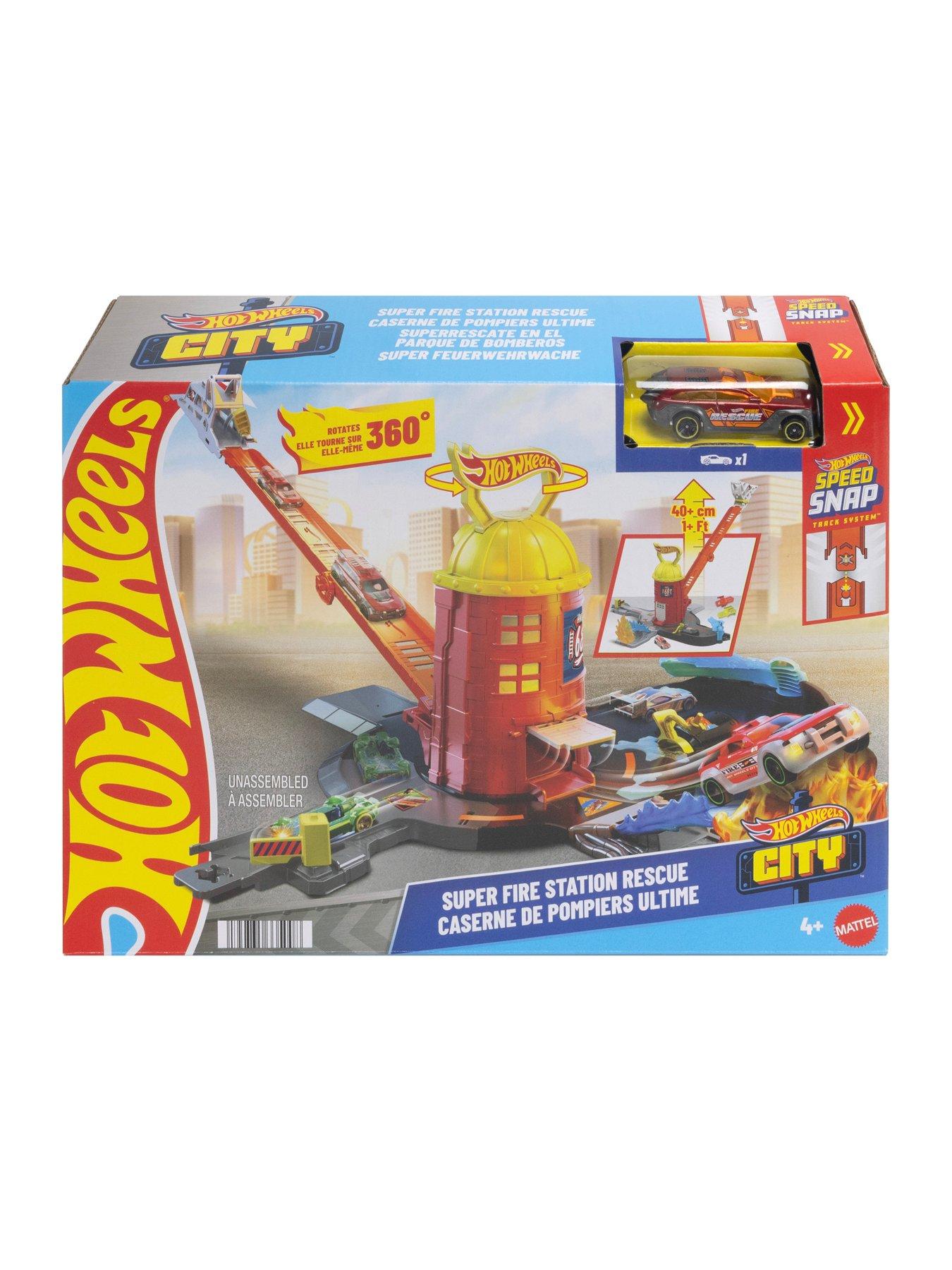Image 5 of 5 of Hot Wheels Hot Wheels City Super Fire Station Rescue Playset &amp; 1:64 Scale Toy Car, Track Extends 16'