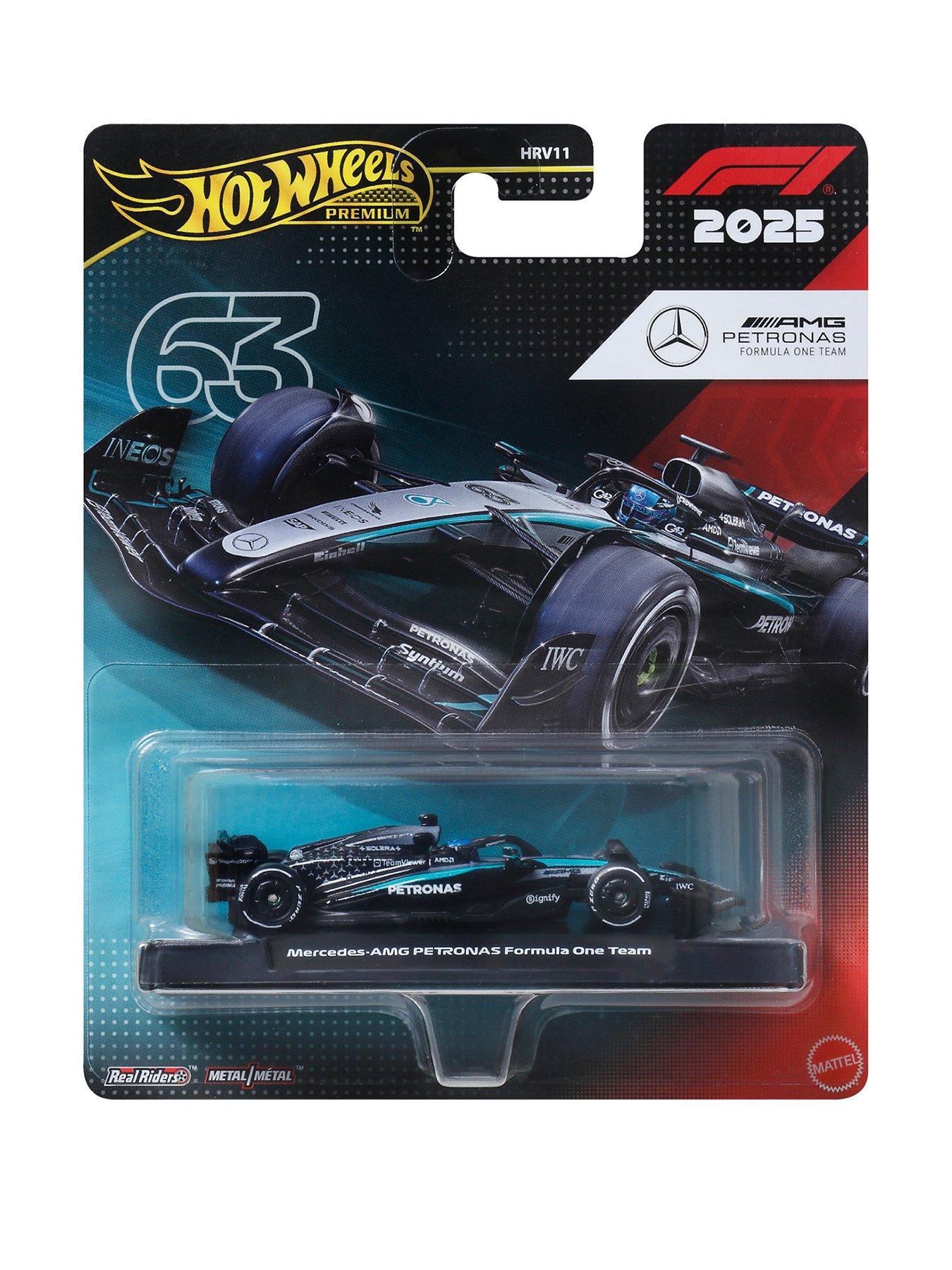 Image 1 of 6 of Hot Wheels 1:64 Scale Premium Die-Cast Formula 1 - Mercedes Benz George Russel #63 Collectible Toy Race Car