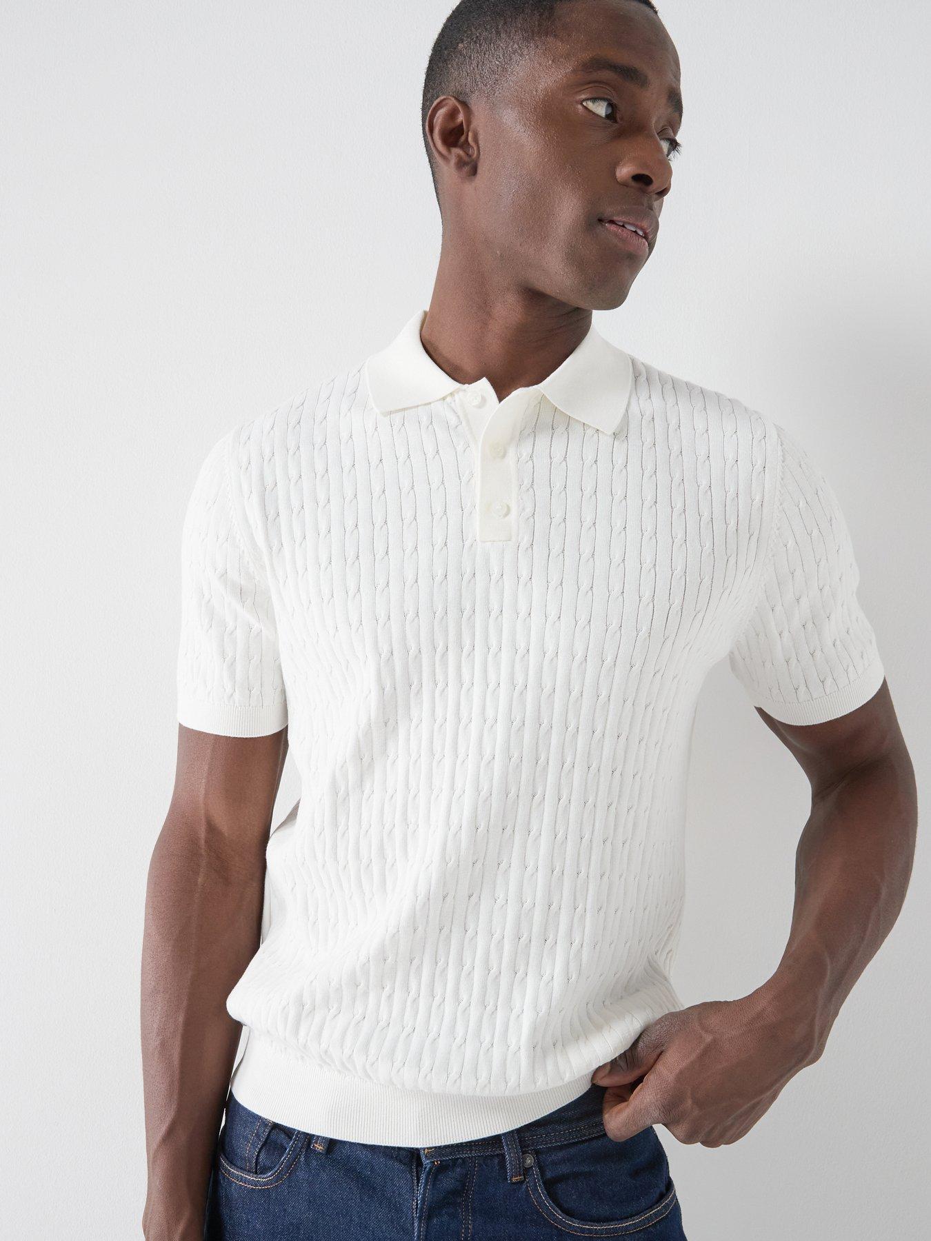 Mango Muga Short Sleeve Knitted Polo Shirt - White