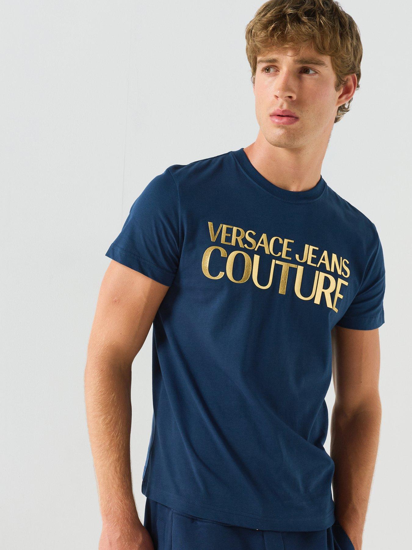 Versace Jeans Couture Foil Logo Slim Fit T-Shirt - Blue
