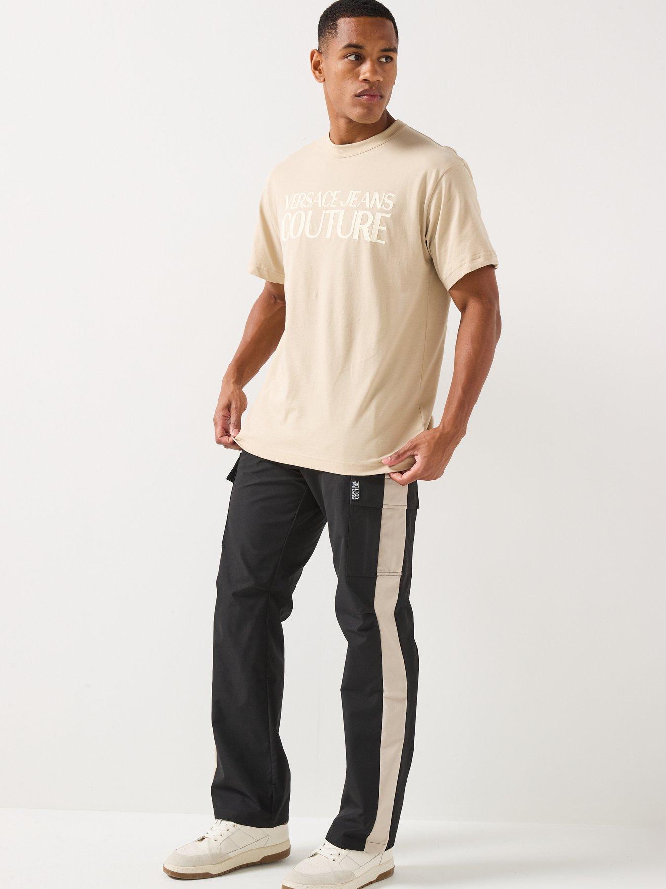 Image 3 of 6 of Versace Jeans Couture Rubber Logo Regular Fit T-Shirt - Beige