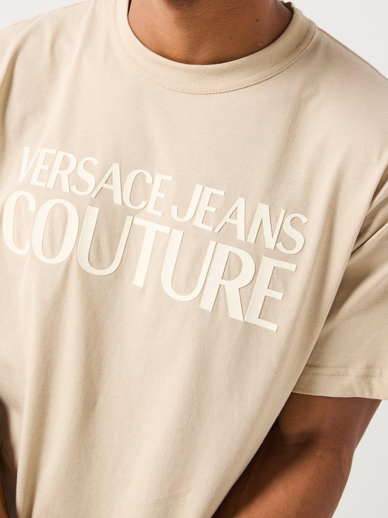Image 5 of 6 of Versace Jeans Couture Rubber Logo Regular Fit T-Shirt - Beige