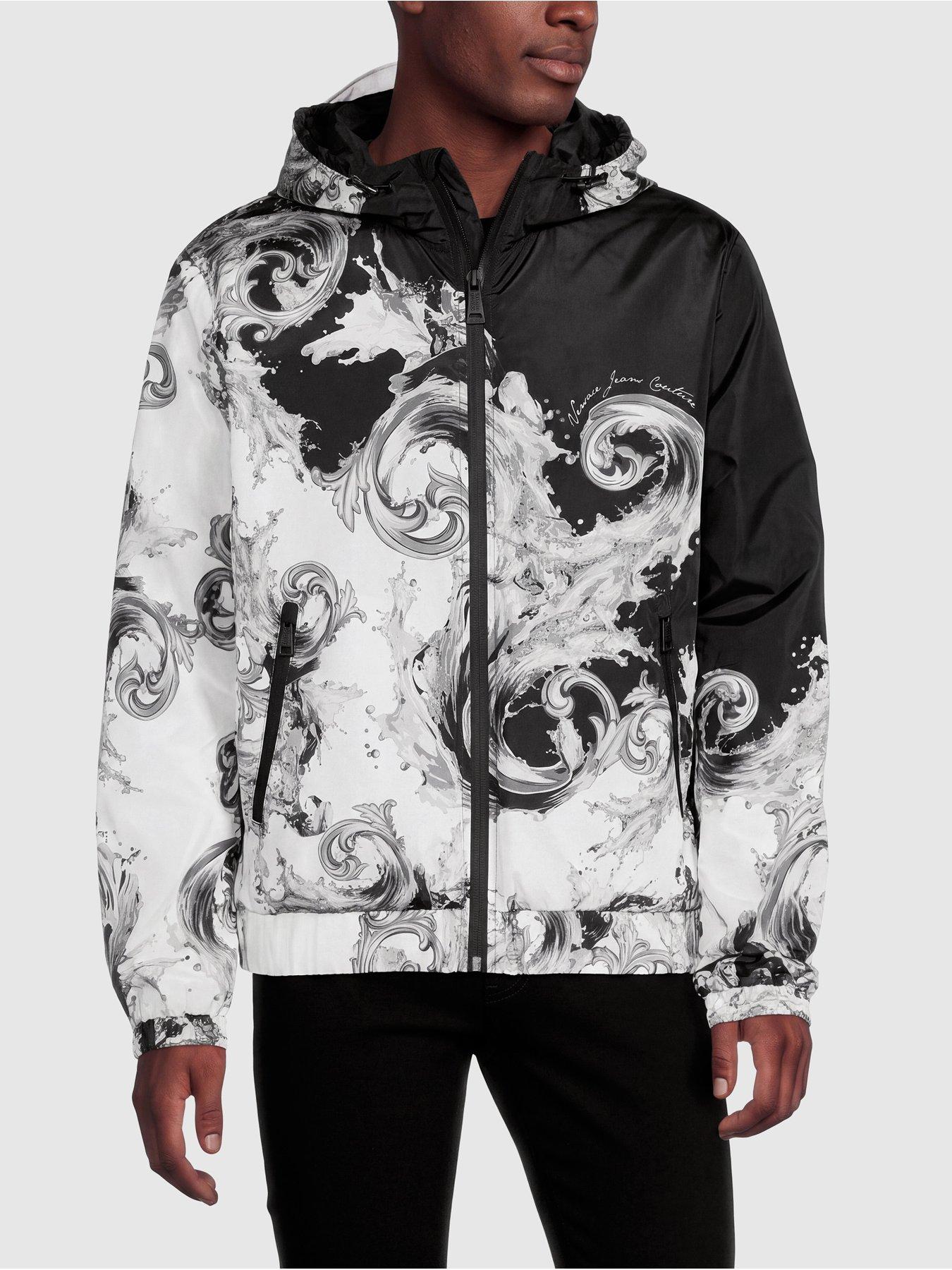 Versace Jeans Couture Wave Barocco Hooded Windcheater Jacket - Black/White