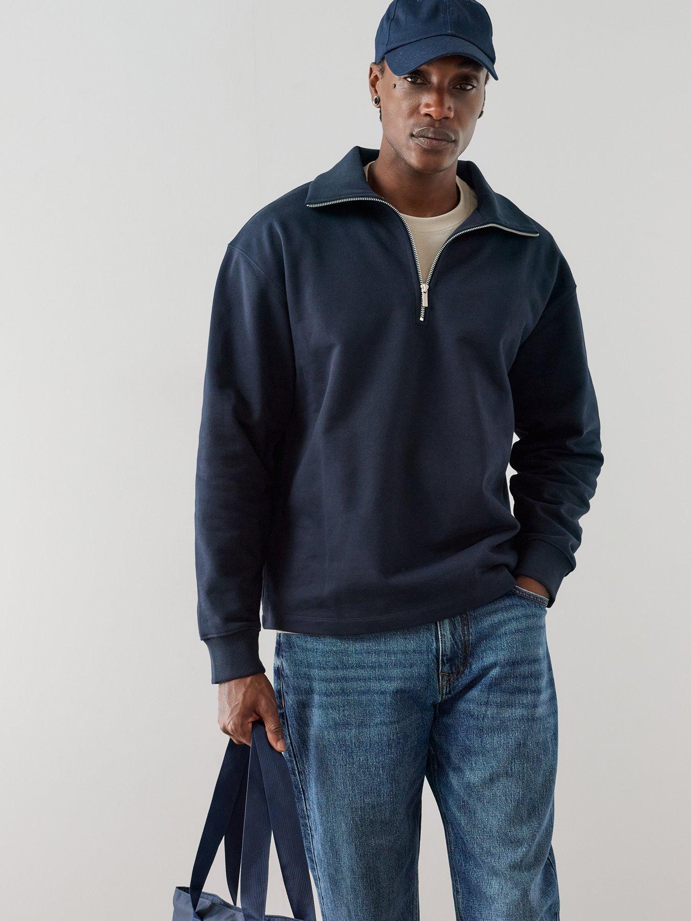 The Very Collection Premium Quarter Zip Funnel Neck Sweatshirt - Burgundy