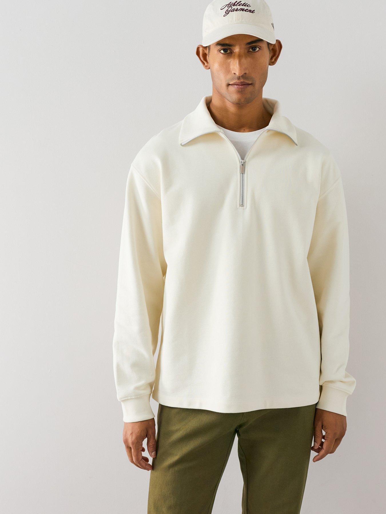 Image 1 of 7 of The Very Collection Premium Quarter Zip Funnel Neck Sweatshirt - Forest Green