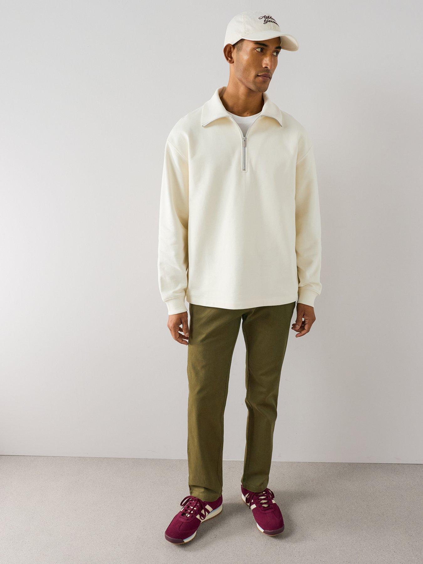 Image 3 of 7 of The Very Collection Premium Quarter Zip Funnel Neck Sweatshirt - Forest Green