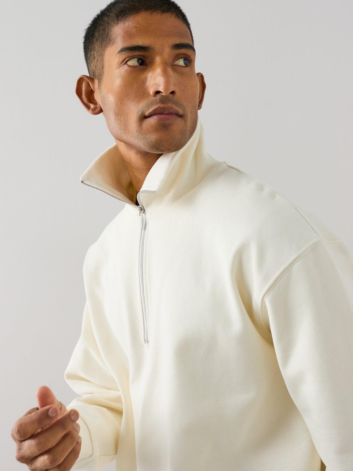 Image 4 of 7 of The Very Collection Premium Quarter Zip Funnel Neck Sweatshirt - Forest Green