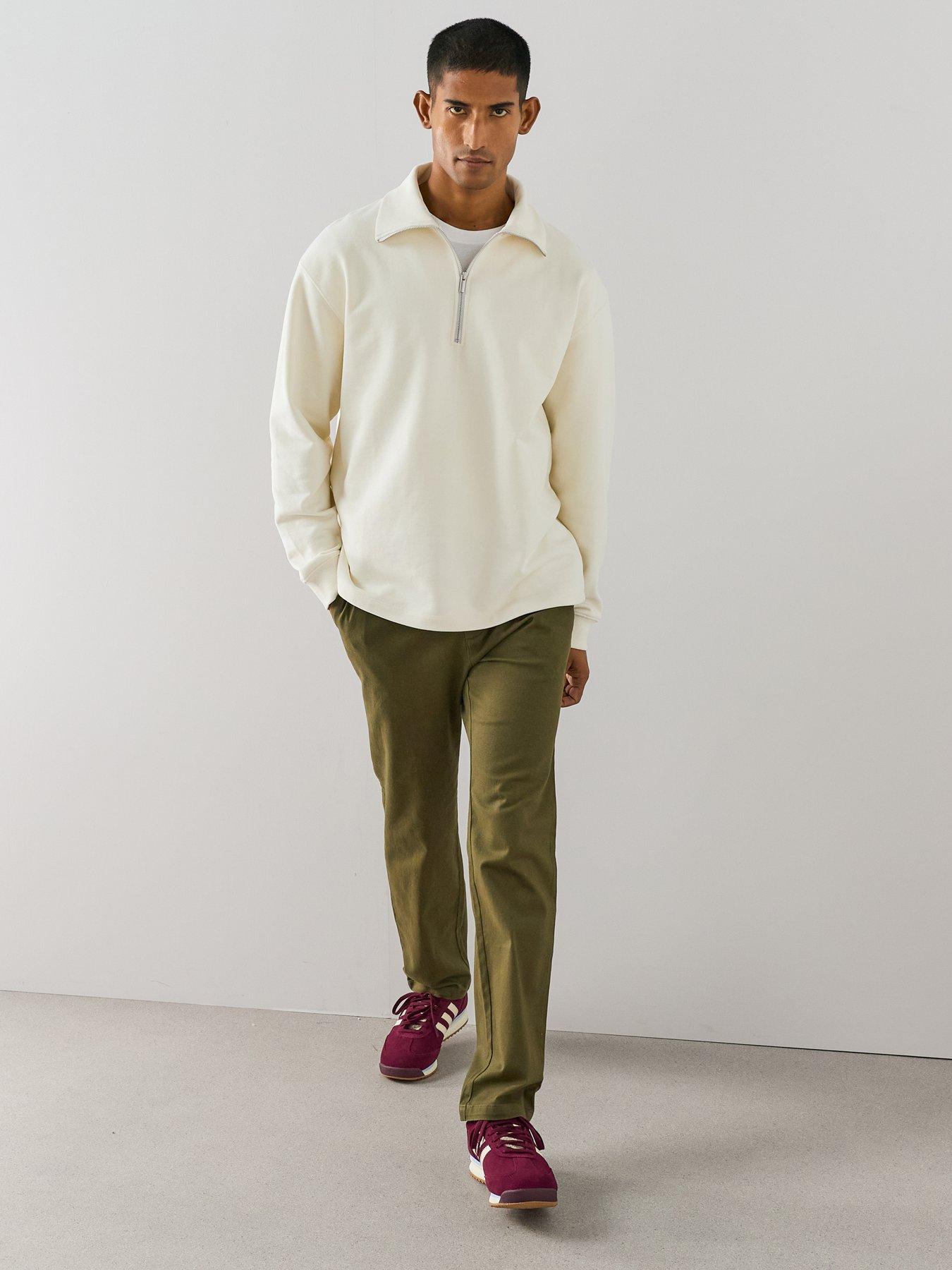 Image 5 of 7 of The Very Collection Premium Quarter Zip Funnel Neck Sweatshirt - Forest Green